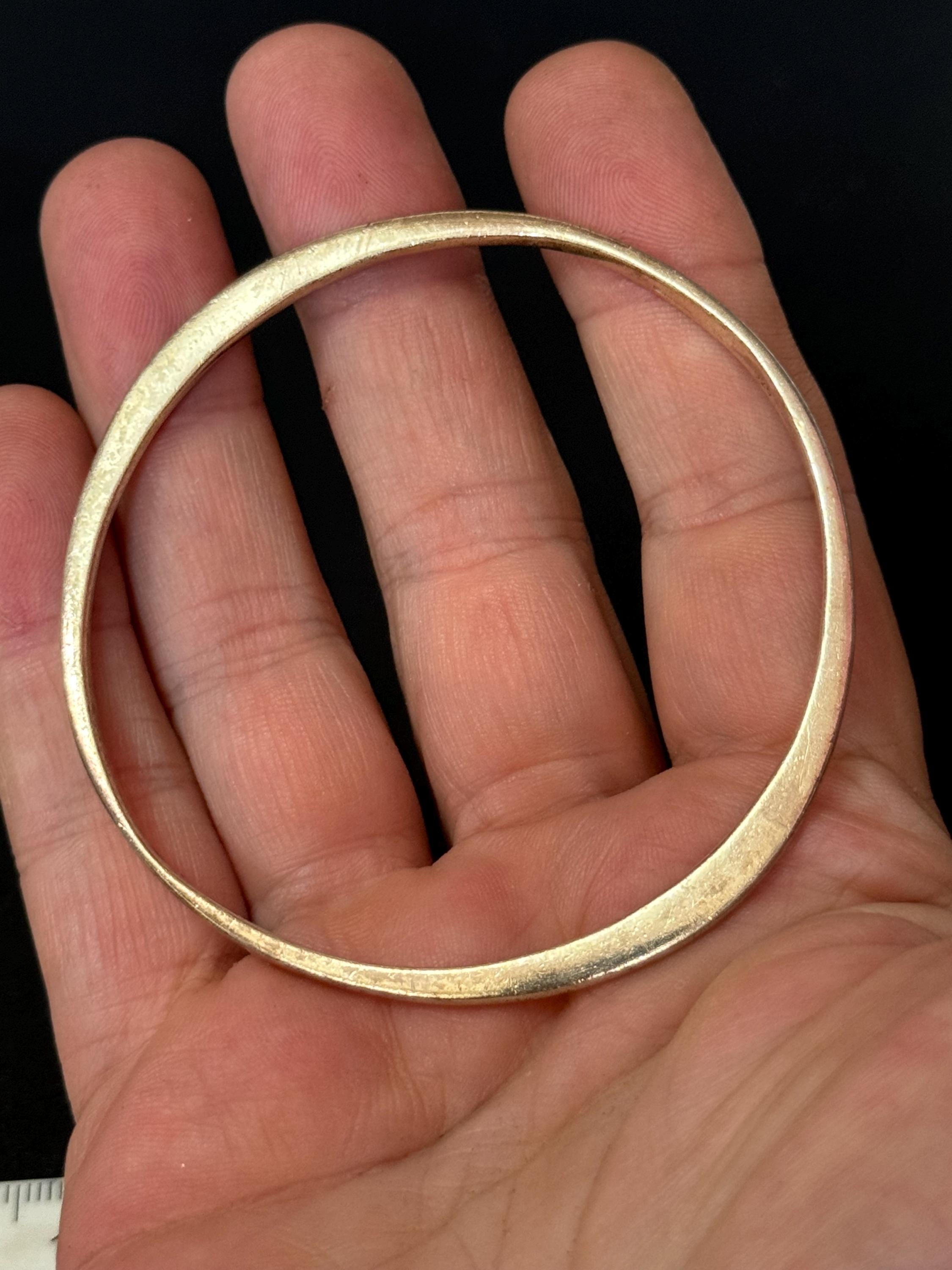 Vintage stamped 925 sterling silver Solid slim triangular abstract Cuff Bangle Bracelet Chunky 14 grams