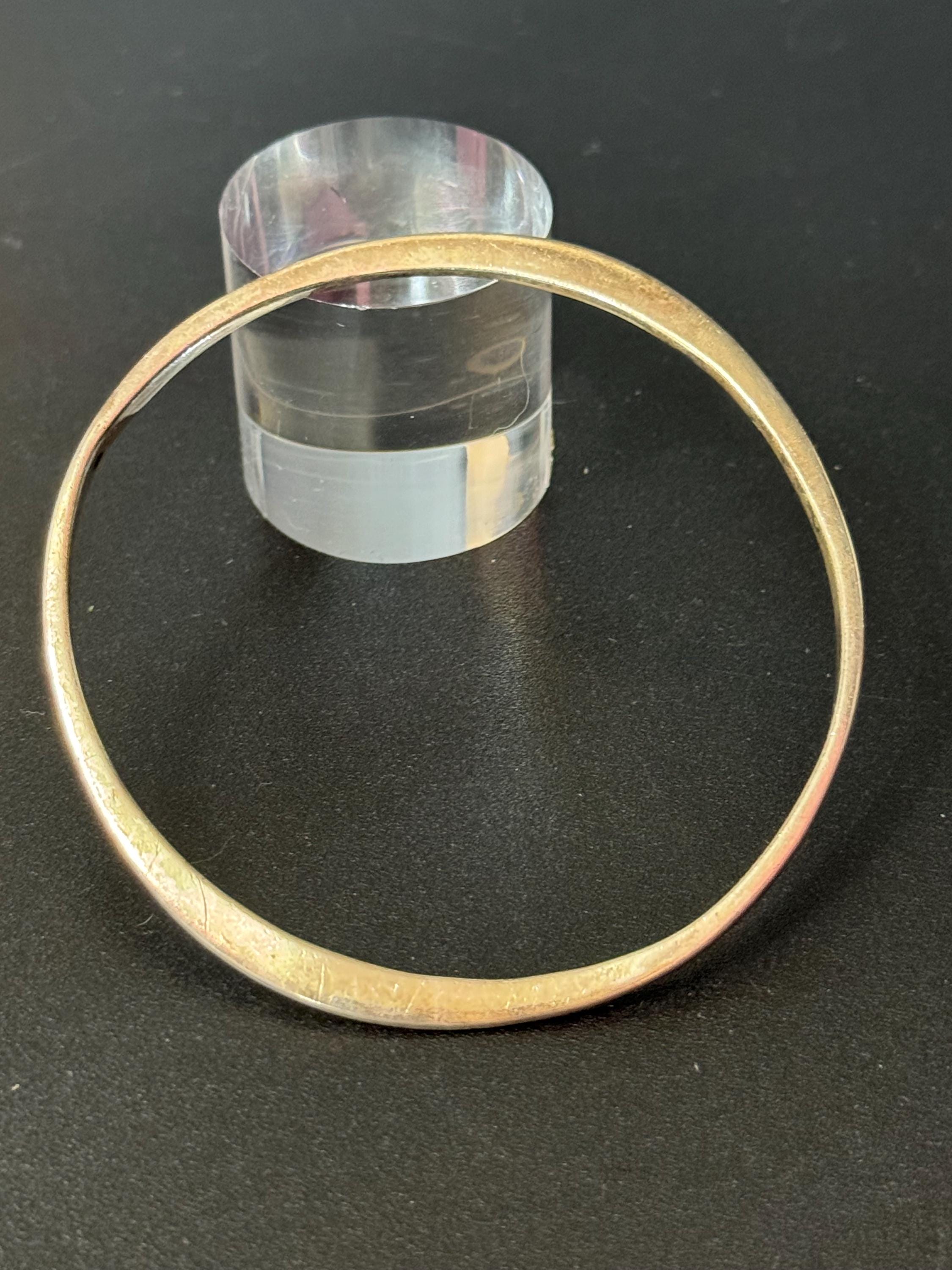 Vintage stamped 925 sterling silver Solid slim triangular abstract Cuff Bangle Bracelet Chunky 14 grams