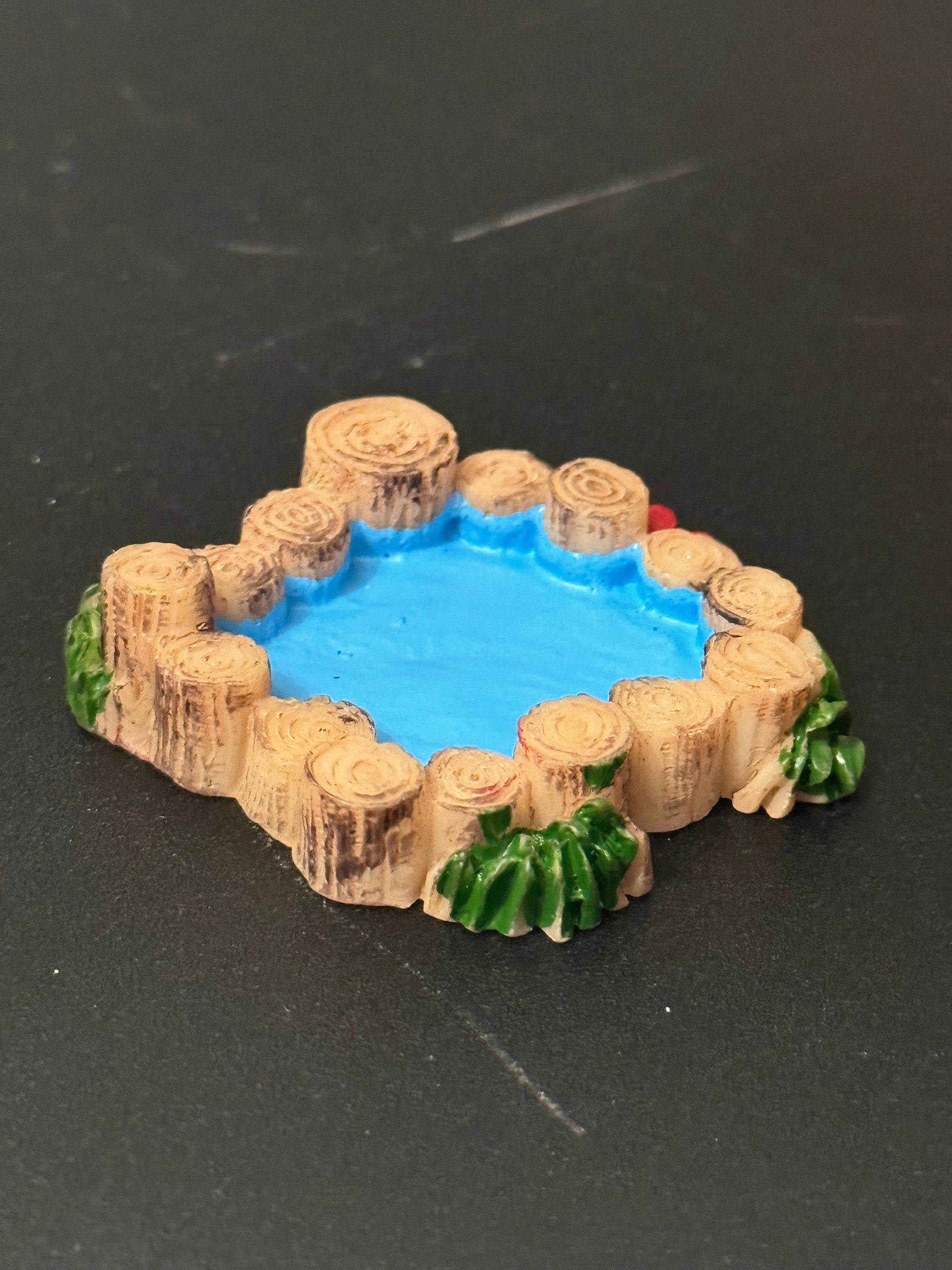 Miniature Resin brown woodland pond wishing pool cake topper scenery dolls house decoration fairy garden