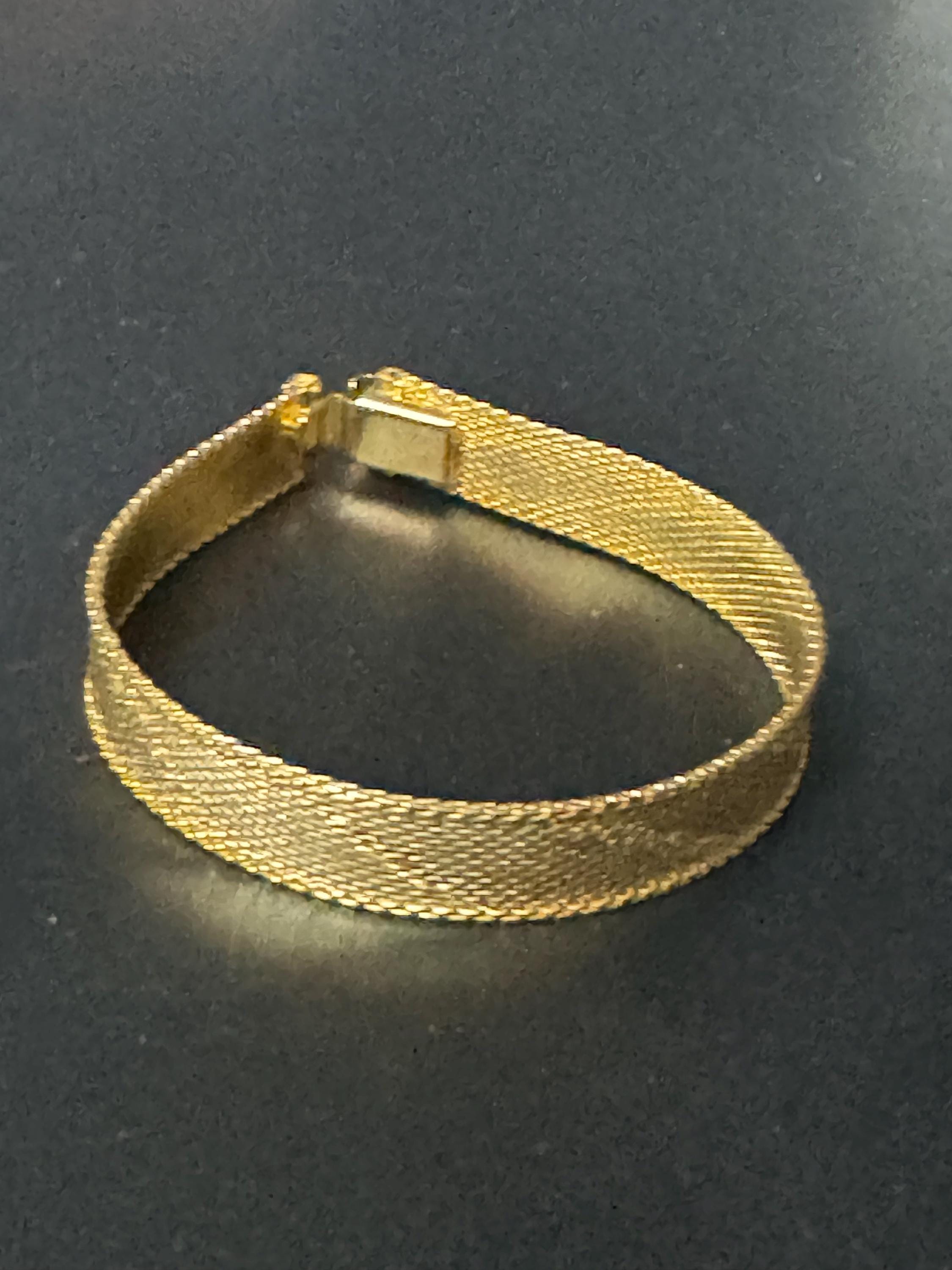 True Vintage pristine gold plated wide mesh flat link bangle bracelet 19 x 10mm old shop stock