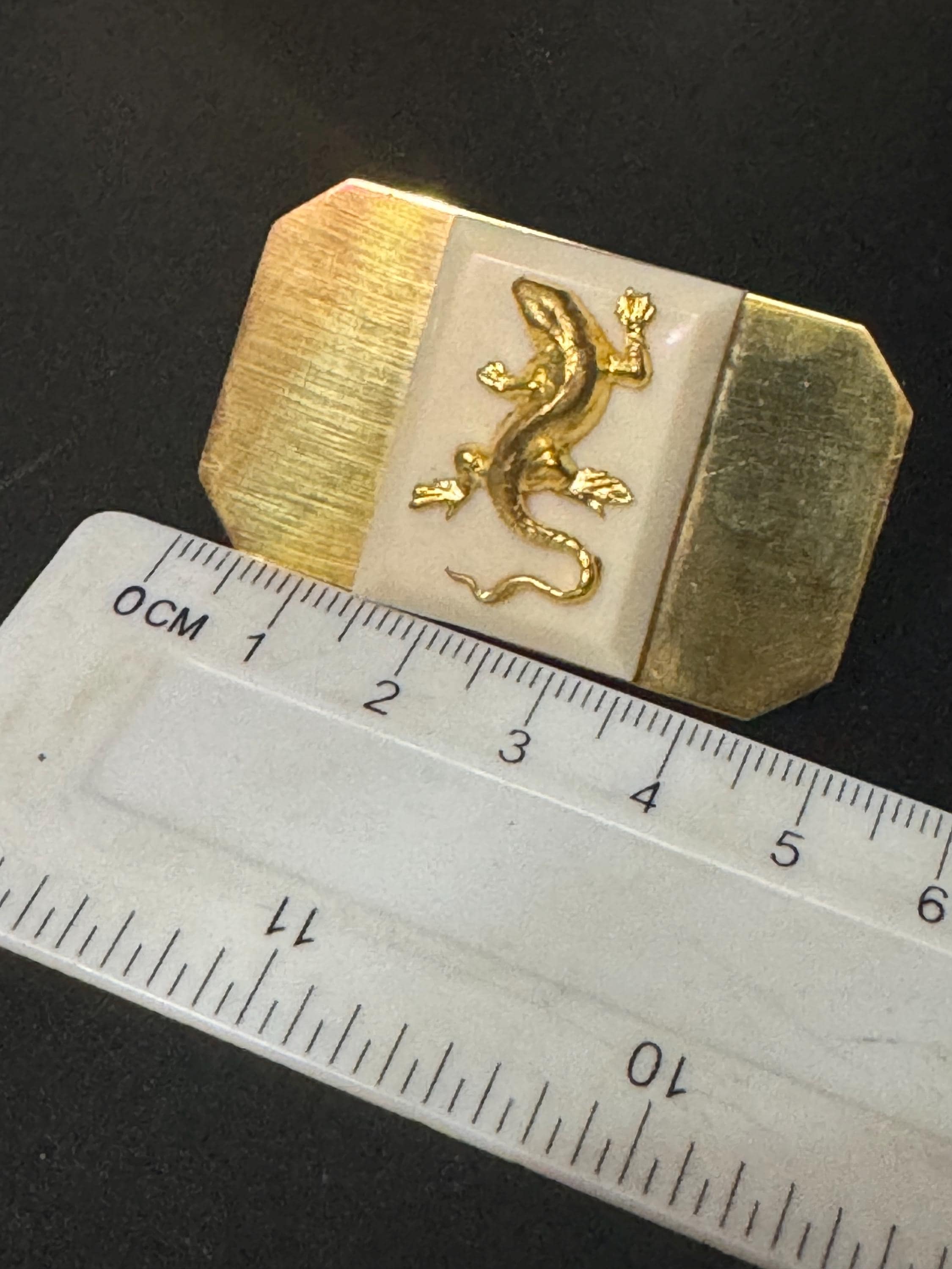 vintage Jean Painlevé style French brass lizard salamander brooch