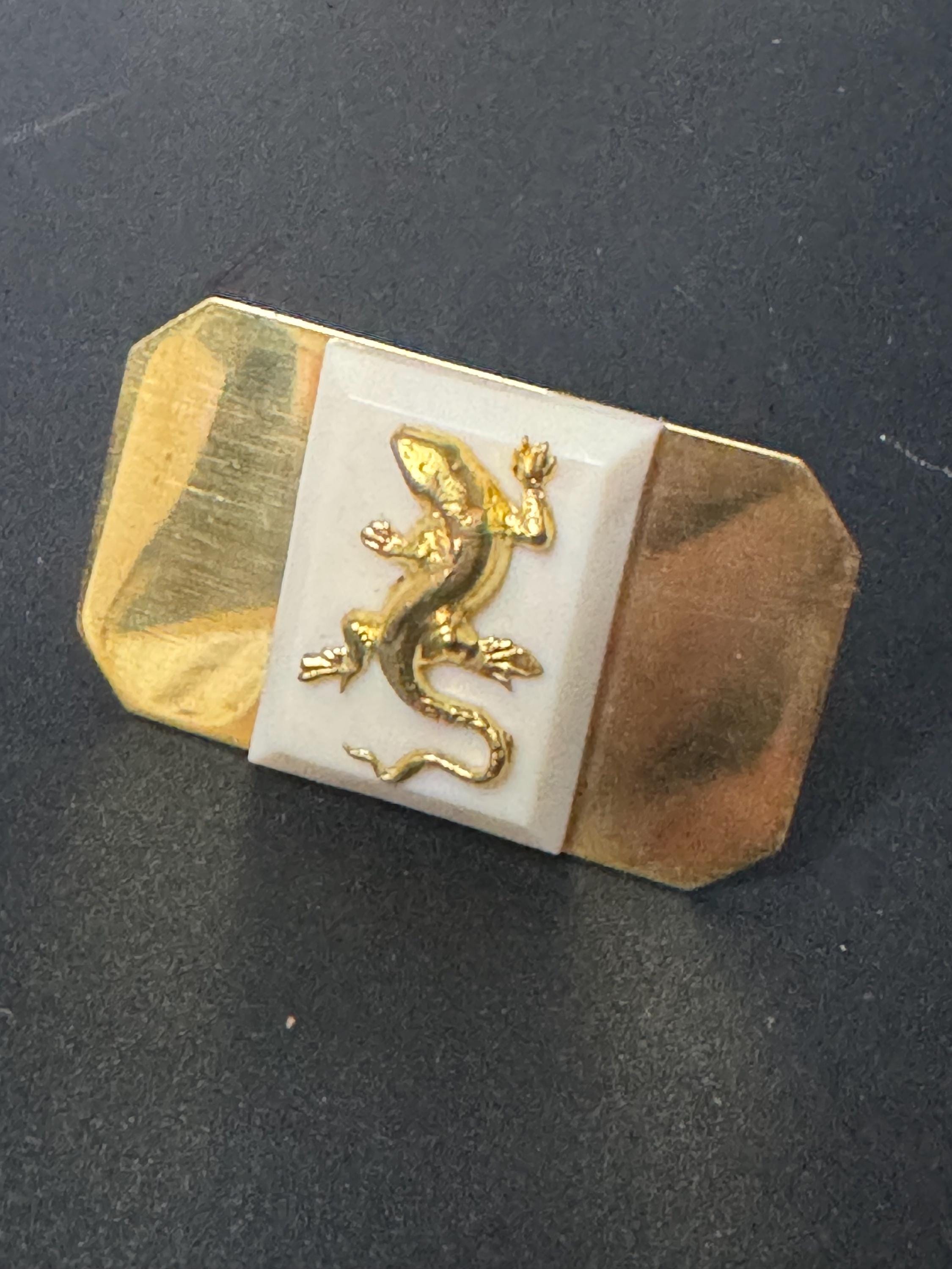 vintage Jean Painlevé style French brass lizard salamander brooch