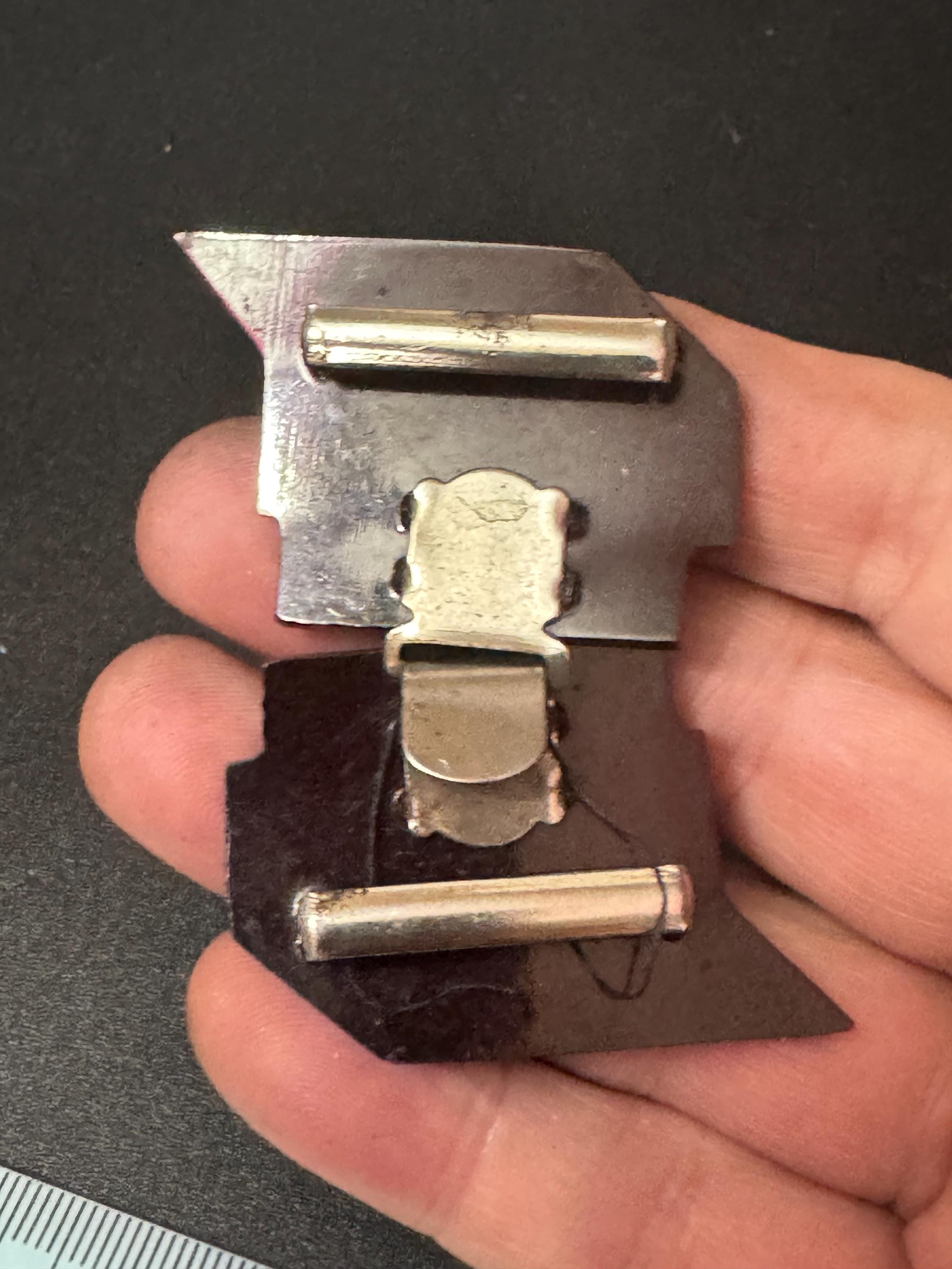 Art Deco deep red Bakelite early plastic 2 part double Belt Buckle