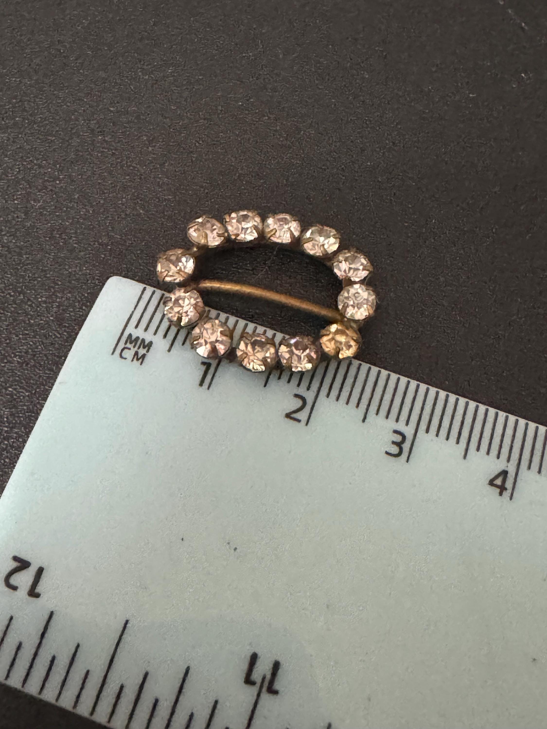 Small Vintage Retro Belt OVAL Pring Set belt Buckle Clasp Clip Paste Rhinestone Dressmaking Couture art deco