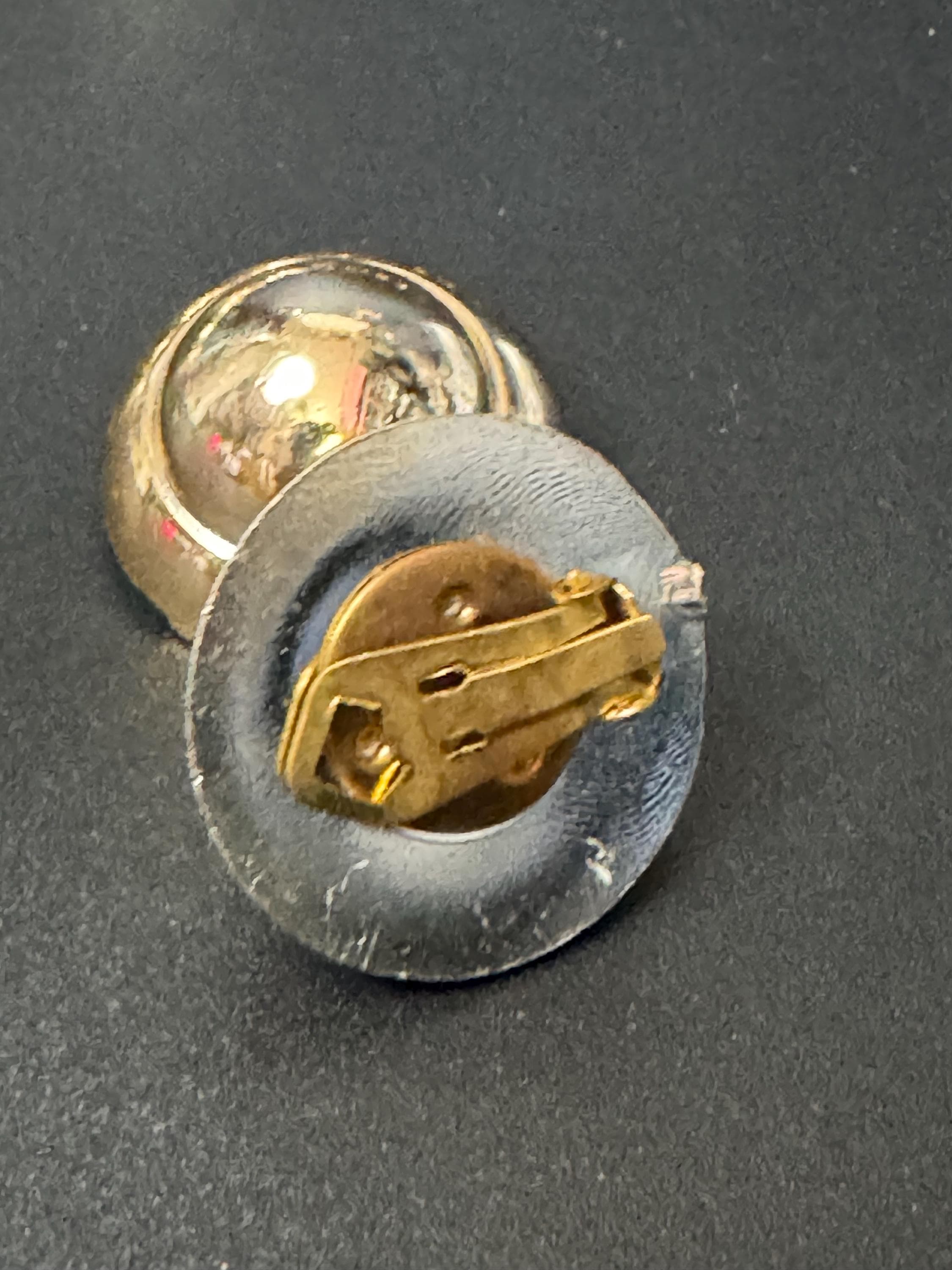 French champagne gold domed plastic clip on earrings 1950s 1960s old shop stock