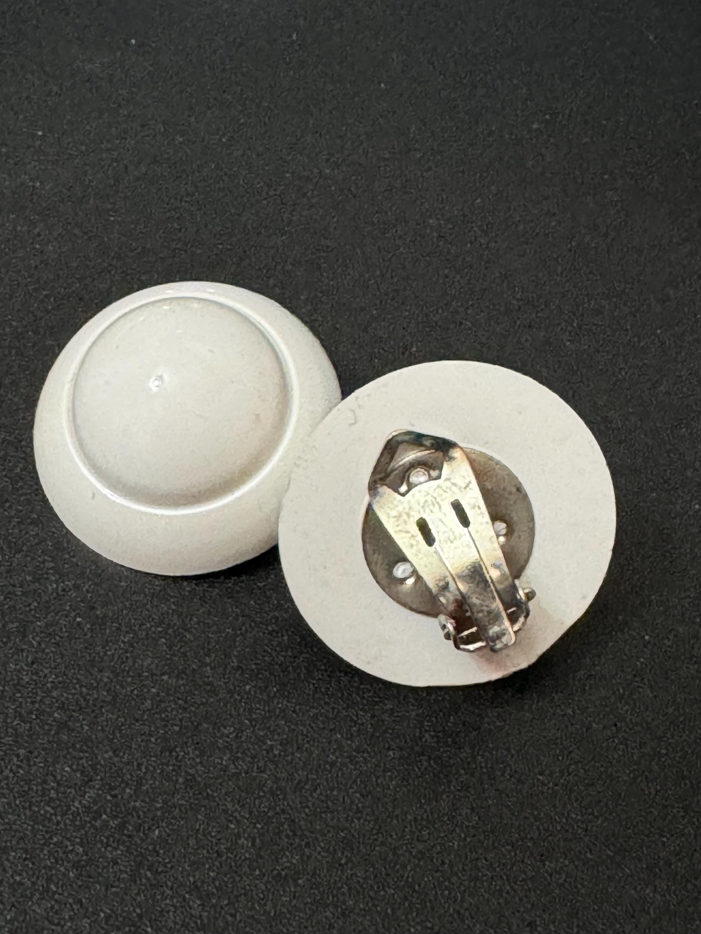 French white domed plastic clip on earrings 1950s 1960s old True vintage shop stock