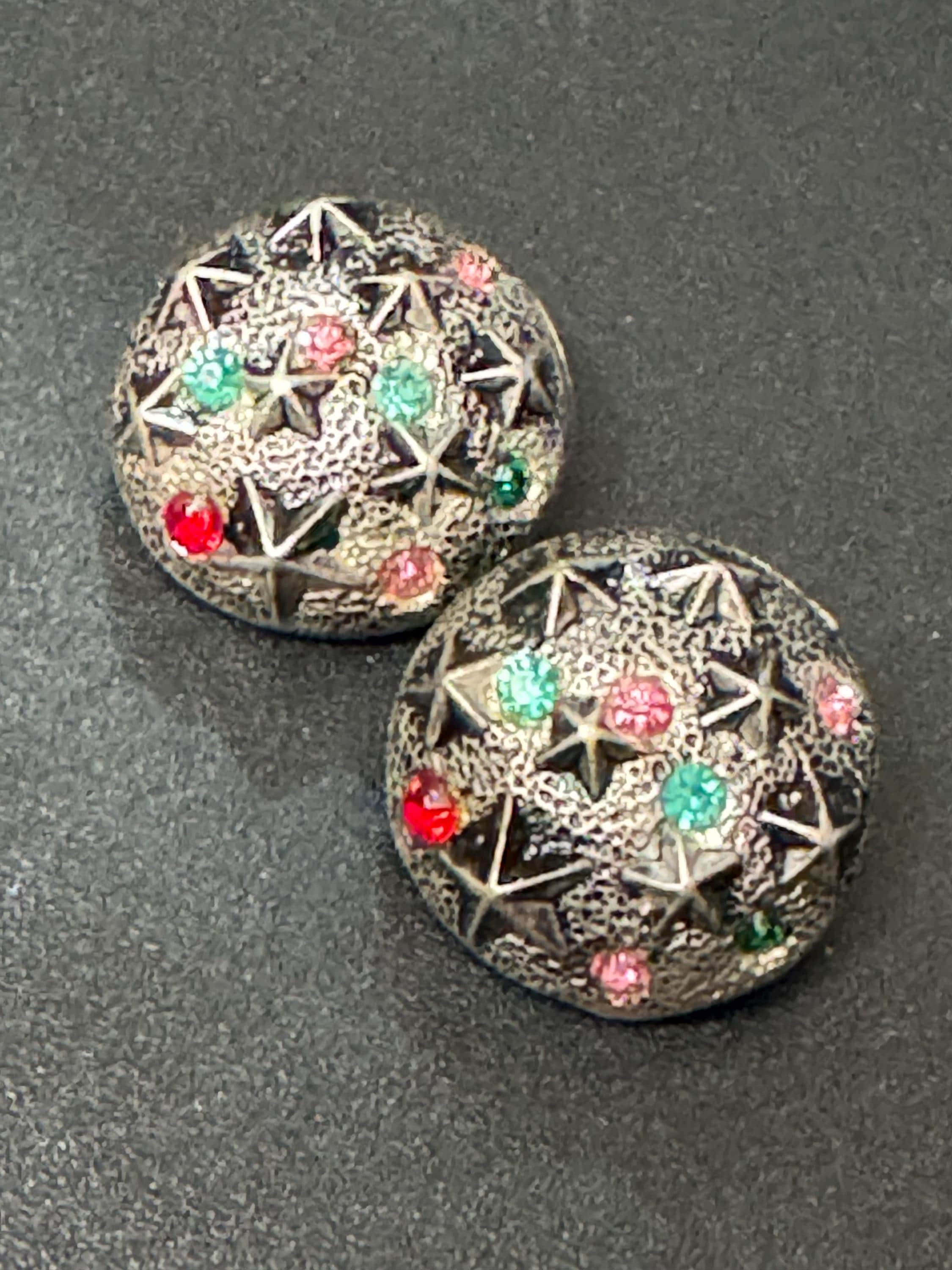 Vintage 1960s Starfish Clip On Earrings: Silver Tone Rainbow Diamanté