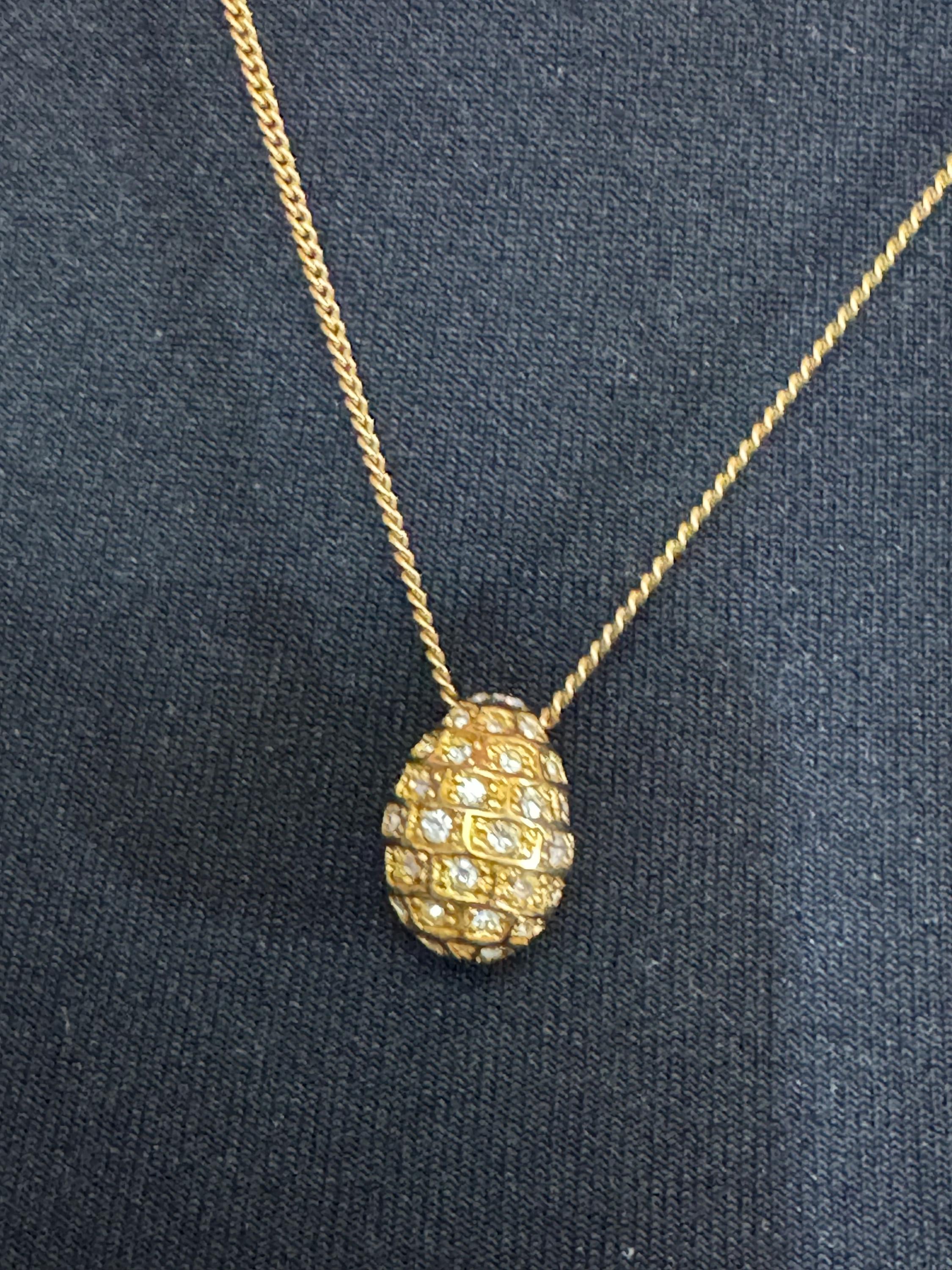 Joan Rivers Gold Faberge inspired 18mm Crystal rhinestone egg pendant necklace on 56cm fine chain