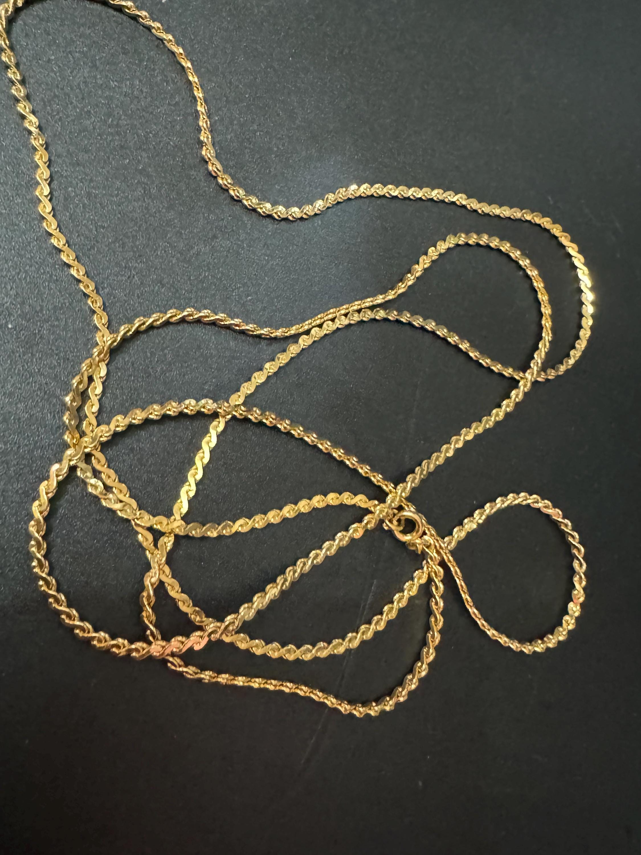 True vintage fine 3mm gold plated very long 47” 119cm serpentine chain plain layering necklace old shop stock