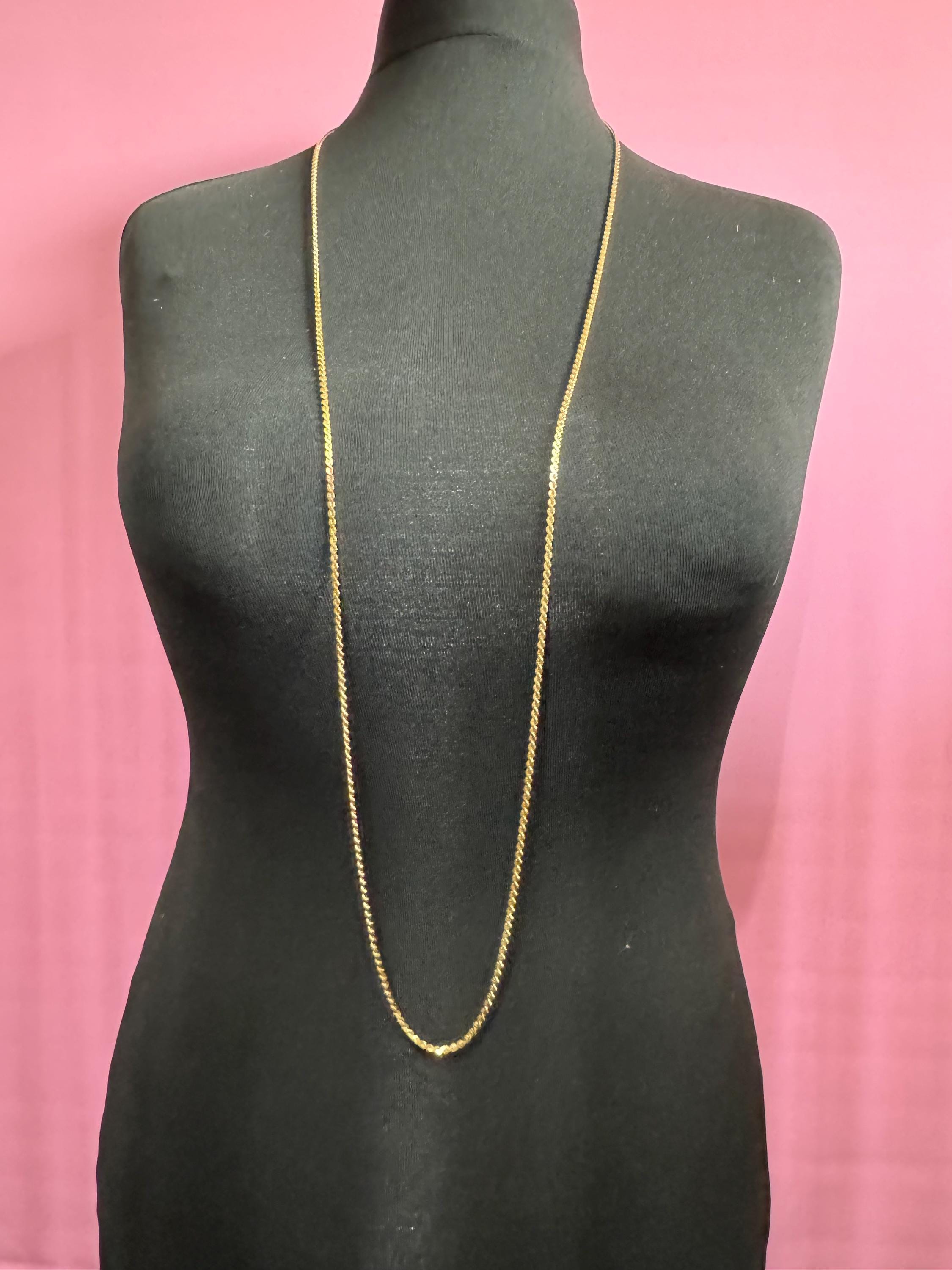 vintage fine 3mm gold plated long 35 inch 118cm serpentine chain plain layering necklace old shop stock