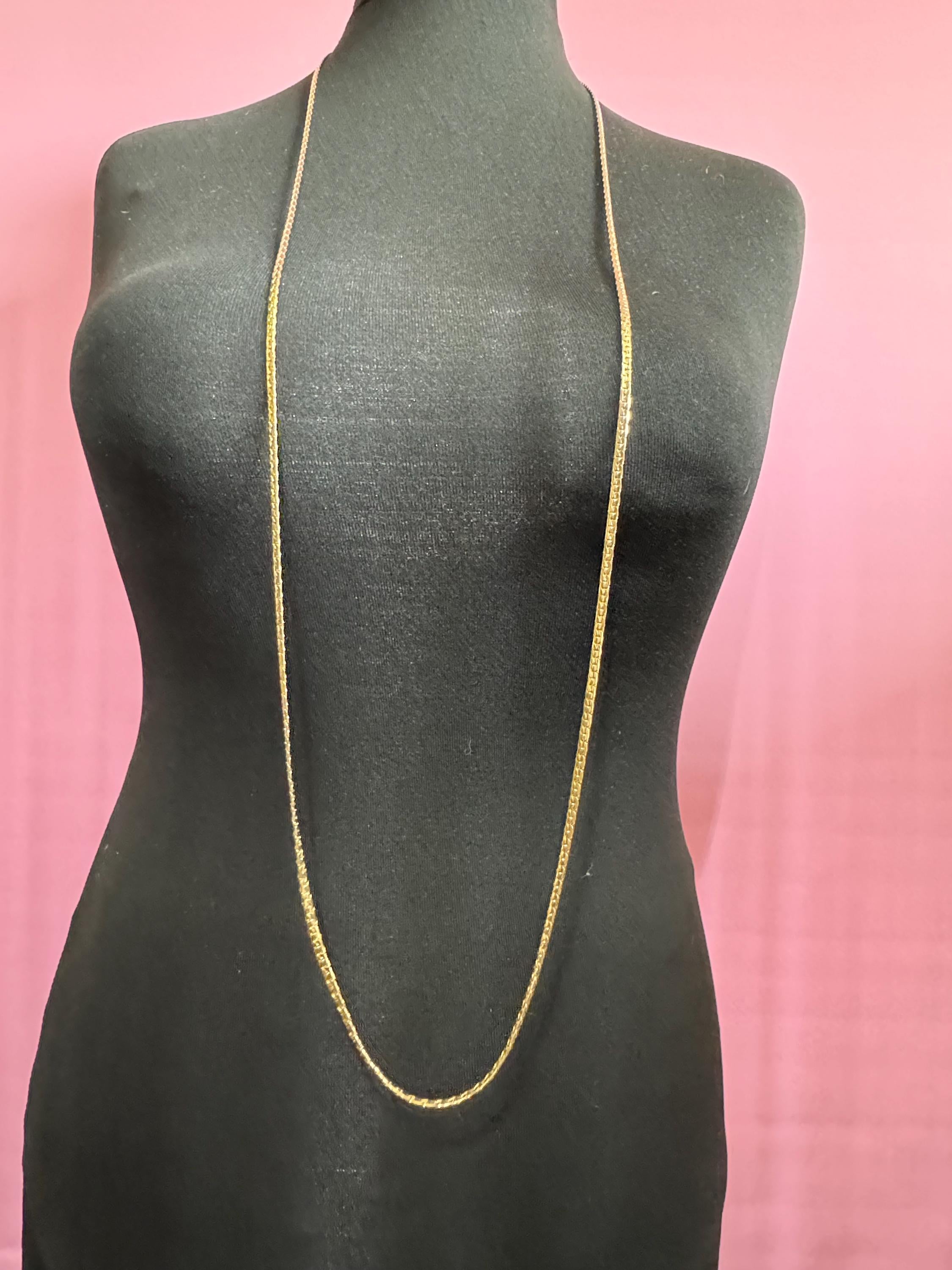 114cm 34 inch True Vintage 4mm gold plated very long flat fancy link chain plain layering necklace old shop stock
