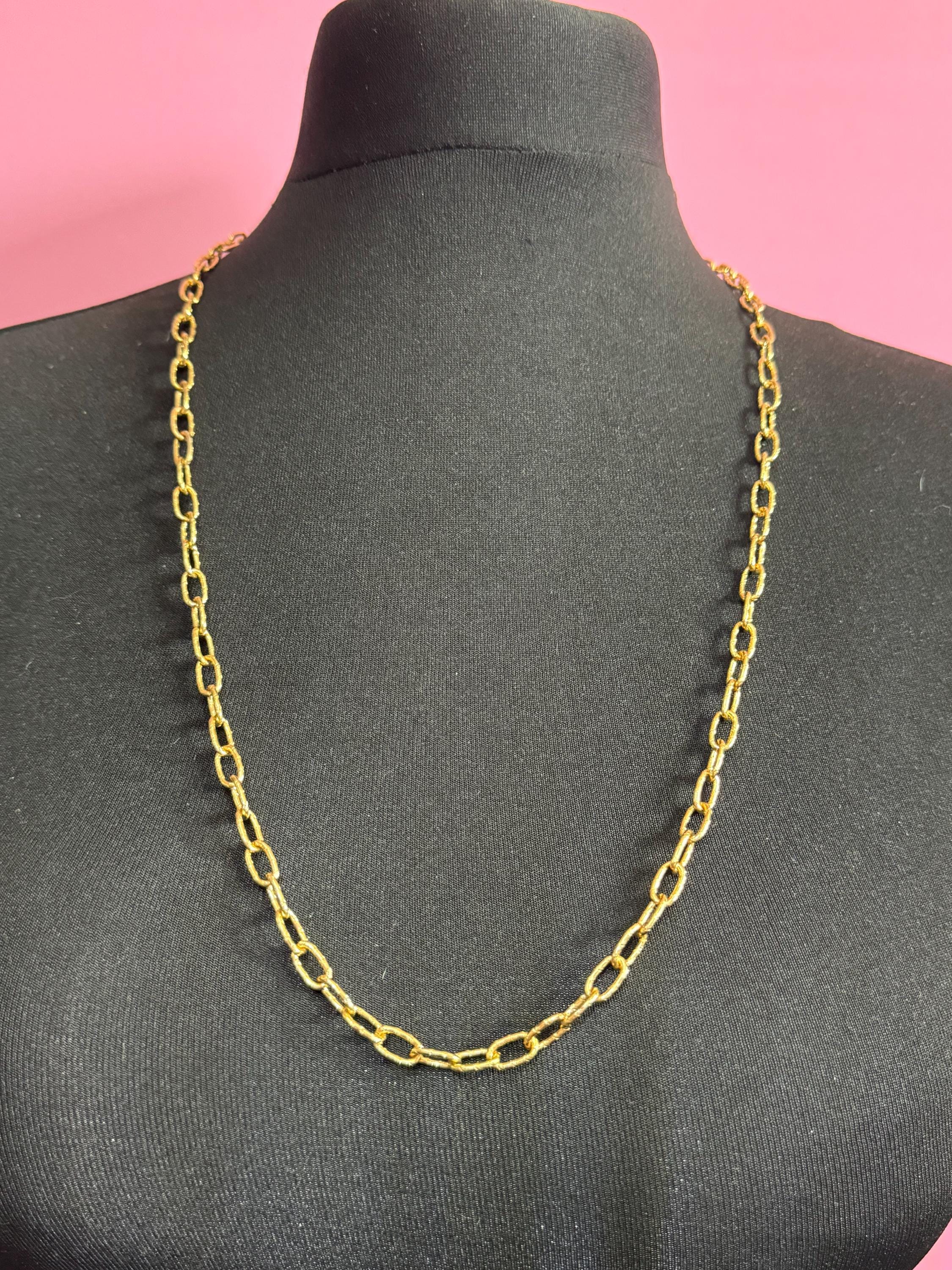 30.5” 78cm True Vintage 6mm gold plated ornate cable link chain ideal layering necklace for charms old shop stock