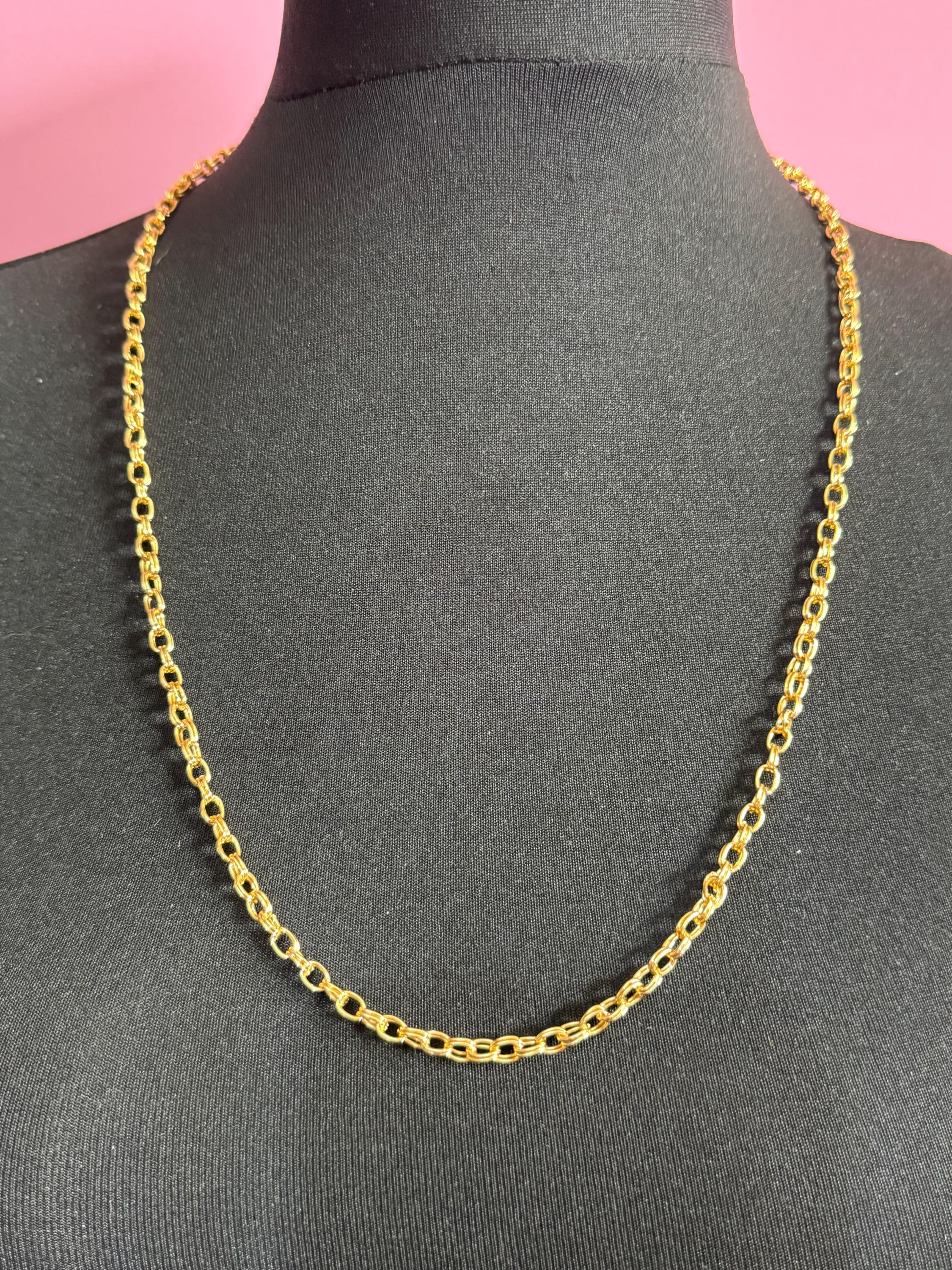 22” 73cm True Vintage 5mm gold plated double cable link chain ideal layering necklace for charms old shop stock