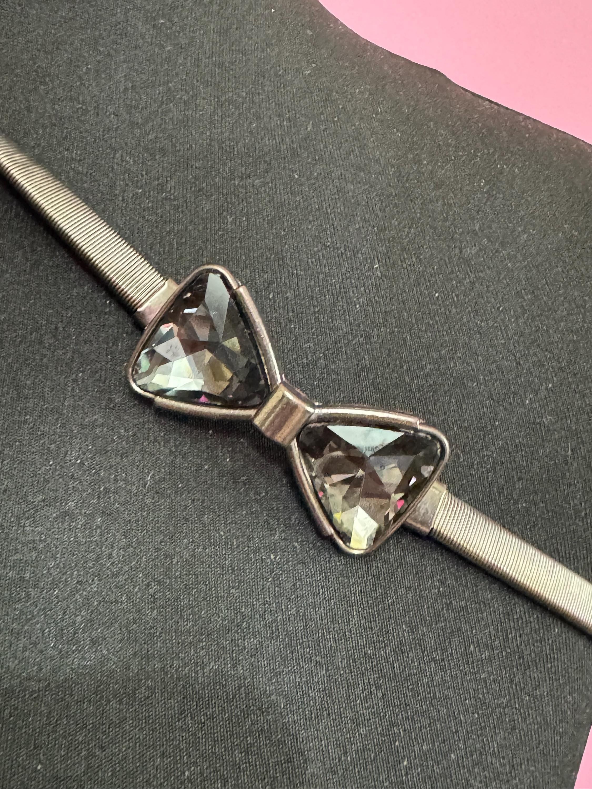 Retro Silver Bow Belt: Articulated Glass Snake Chain, Adjustable
