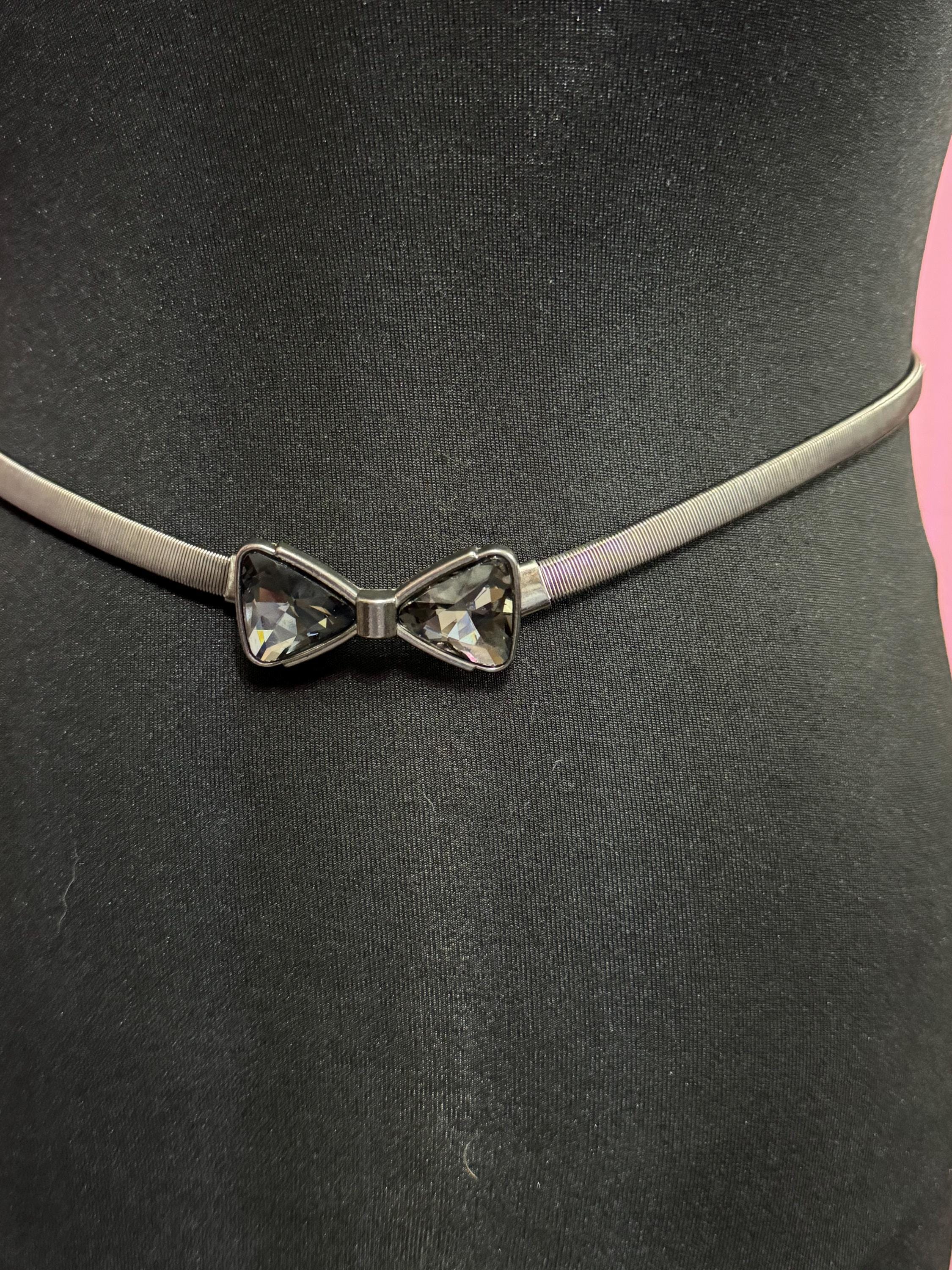Retro Silver Bow Belt: Articulated Glass Snake Chain, Adjustable