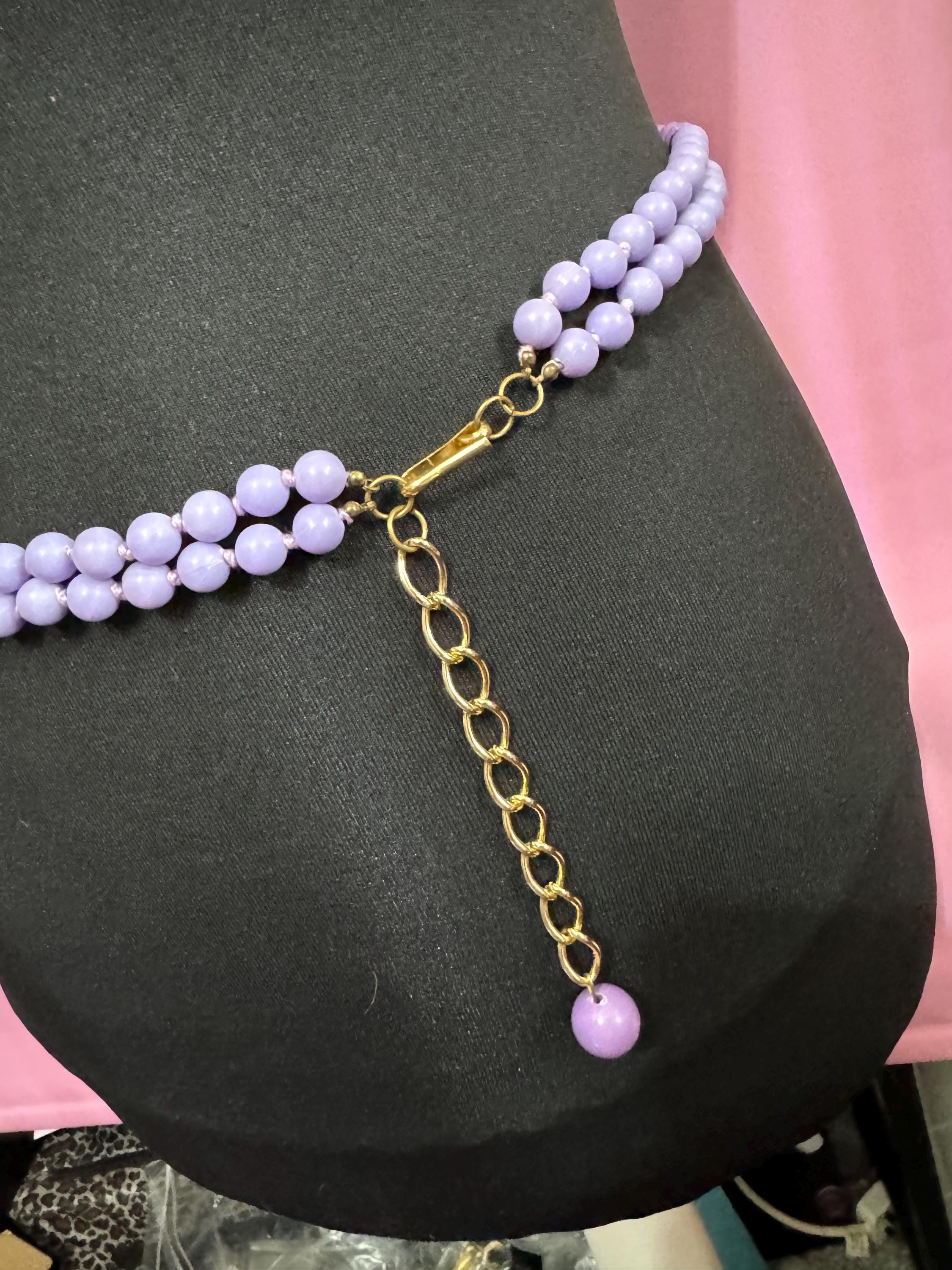 Size to 98cm Vintage 1960s 1970s purple Plastic beaded Adjustable chain Link Ladies Belt mid century