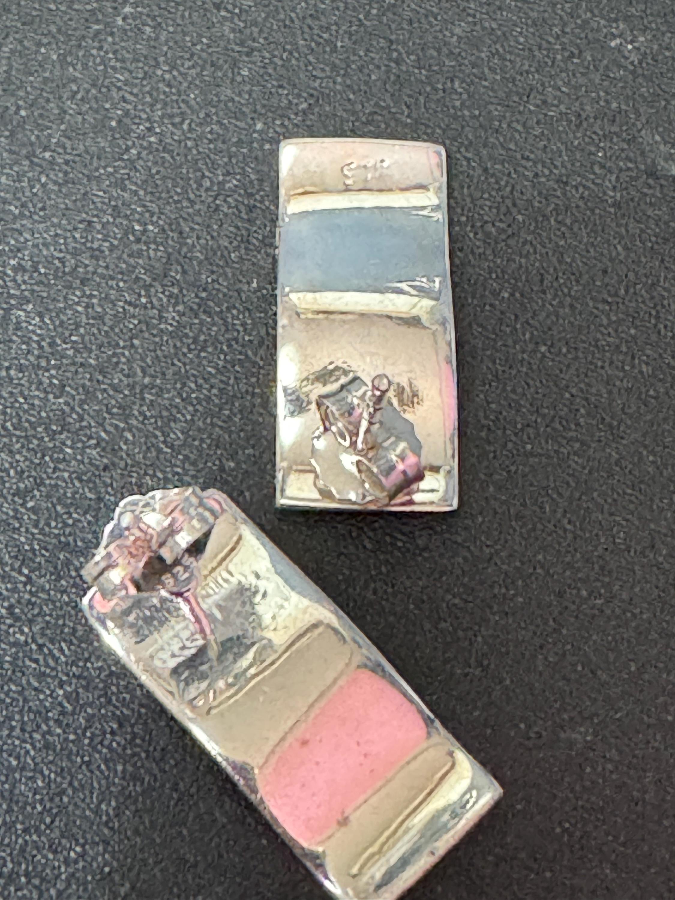 modernist planished rectangular pierced stud earrings 925 sterling silver 3.9 grams