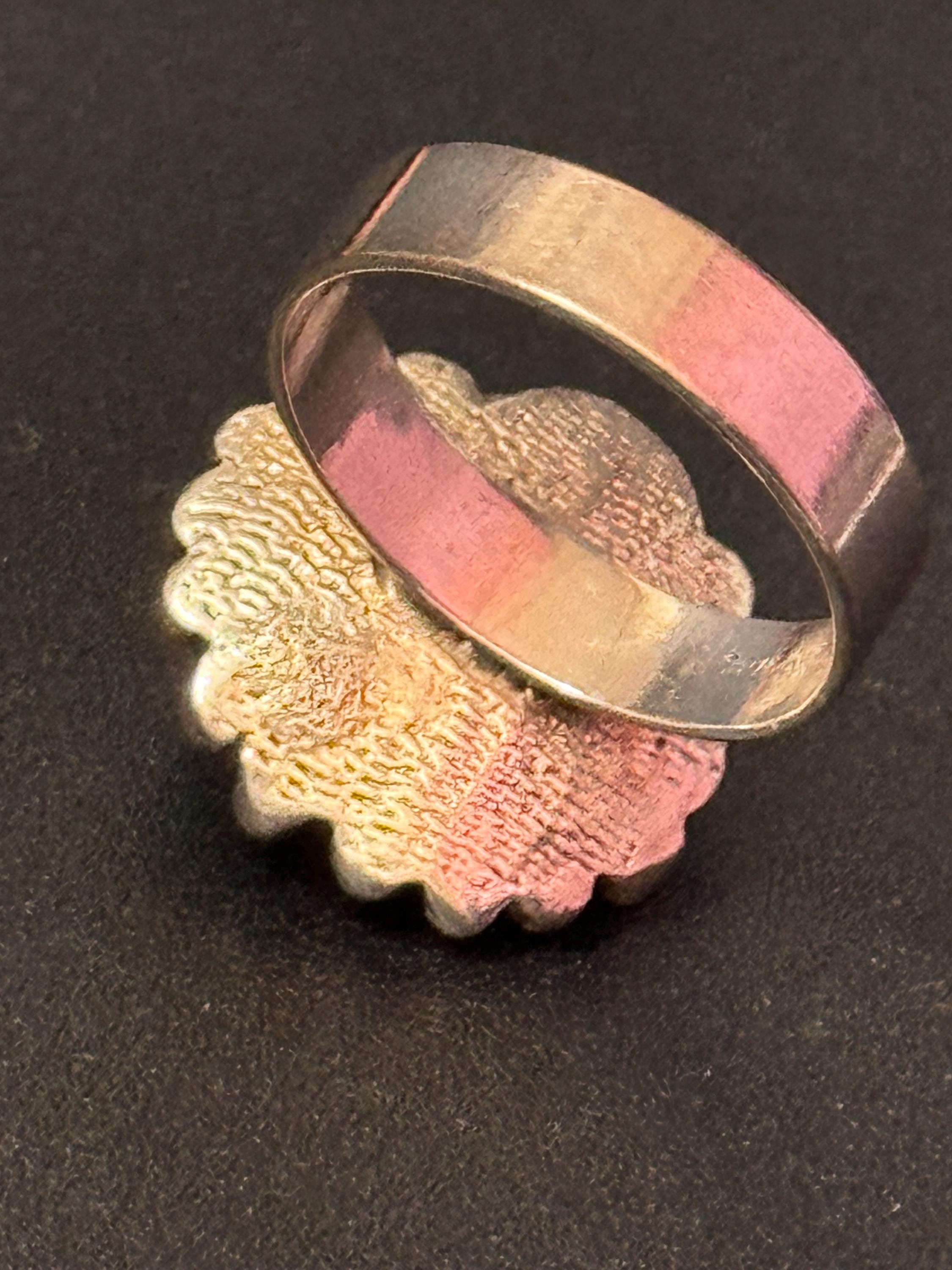 Vintage 835 continental silver modernist brutalist ball ring 10.5 grams grams size O / P