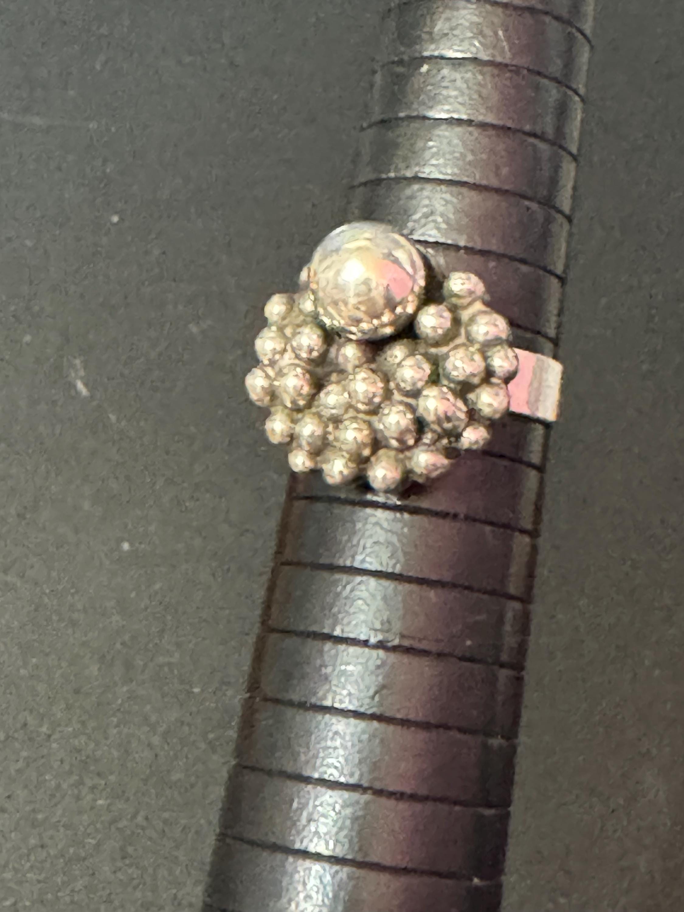 Vintage 835 continental silver modernist brutalist ball ring 10.5 grams grams size O / P