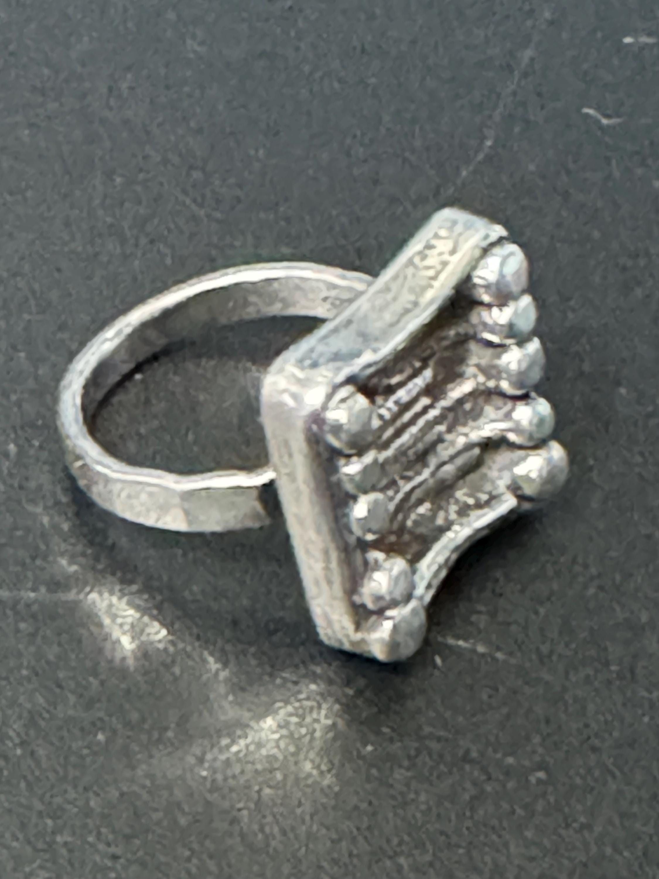 SIZE P sterling silver 925 modernist brutalist square ring 8.9 grams