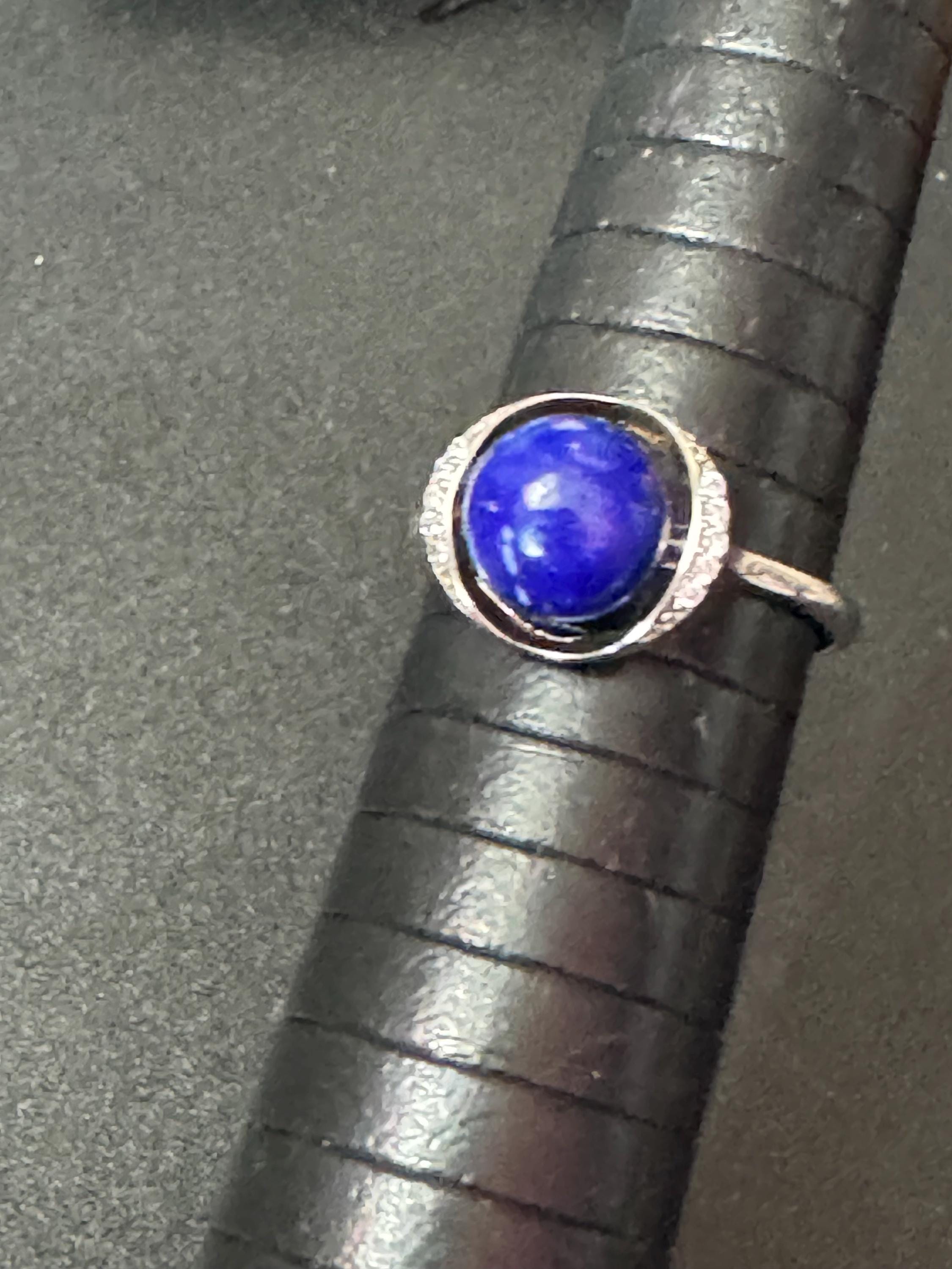Vintage Sterling Silver Lapis Lazuli Cocktail Ring (Size N/O)