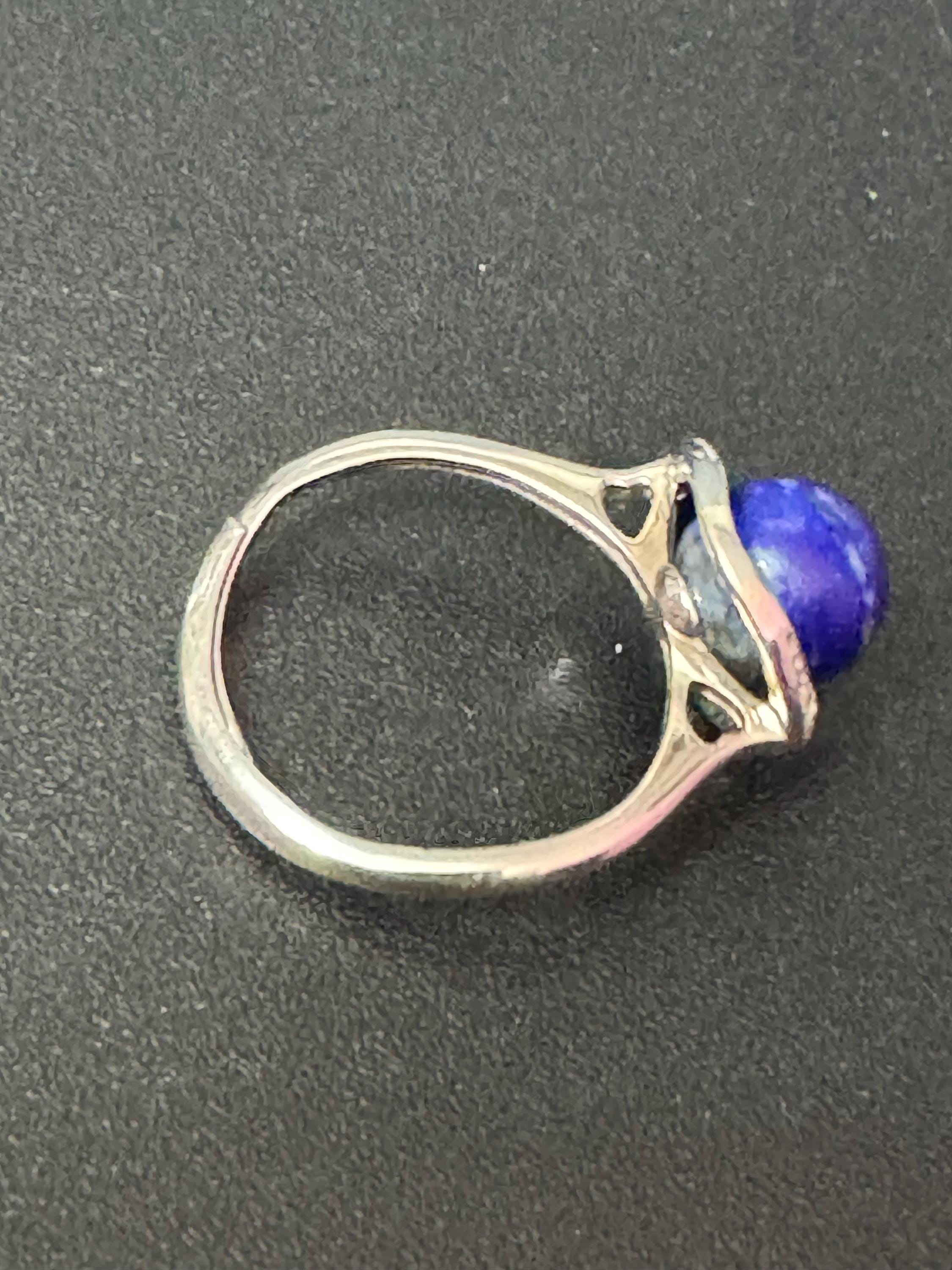 Vintage Sterling Silver Lapis Lazuli Cocktail Ring (Size N/O)