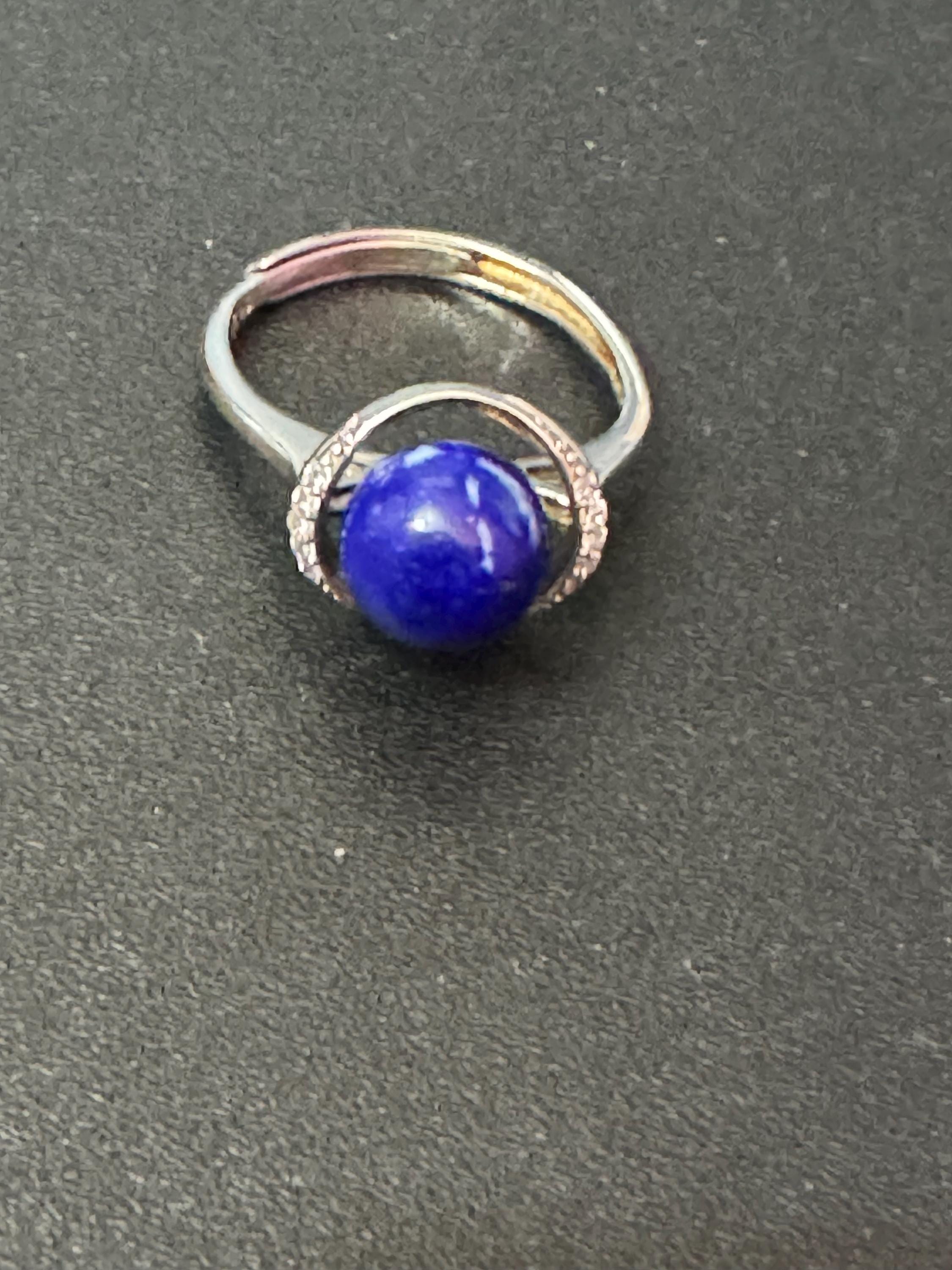 Vintage Sterling Silver Lapis Lazuli Cocktail Ring (Size N/O)