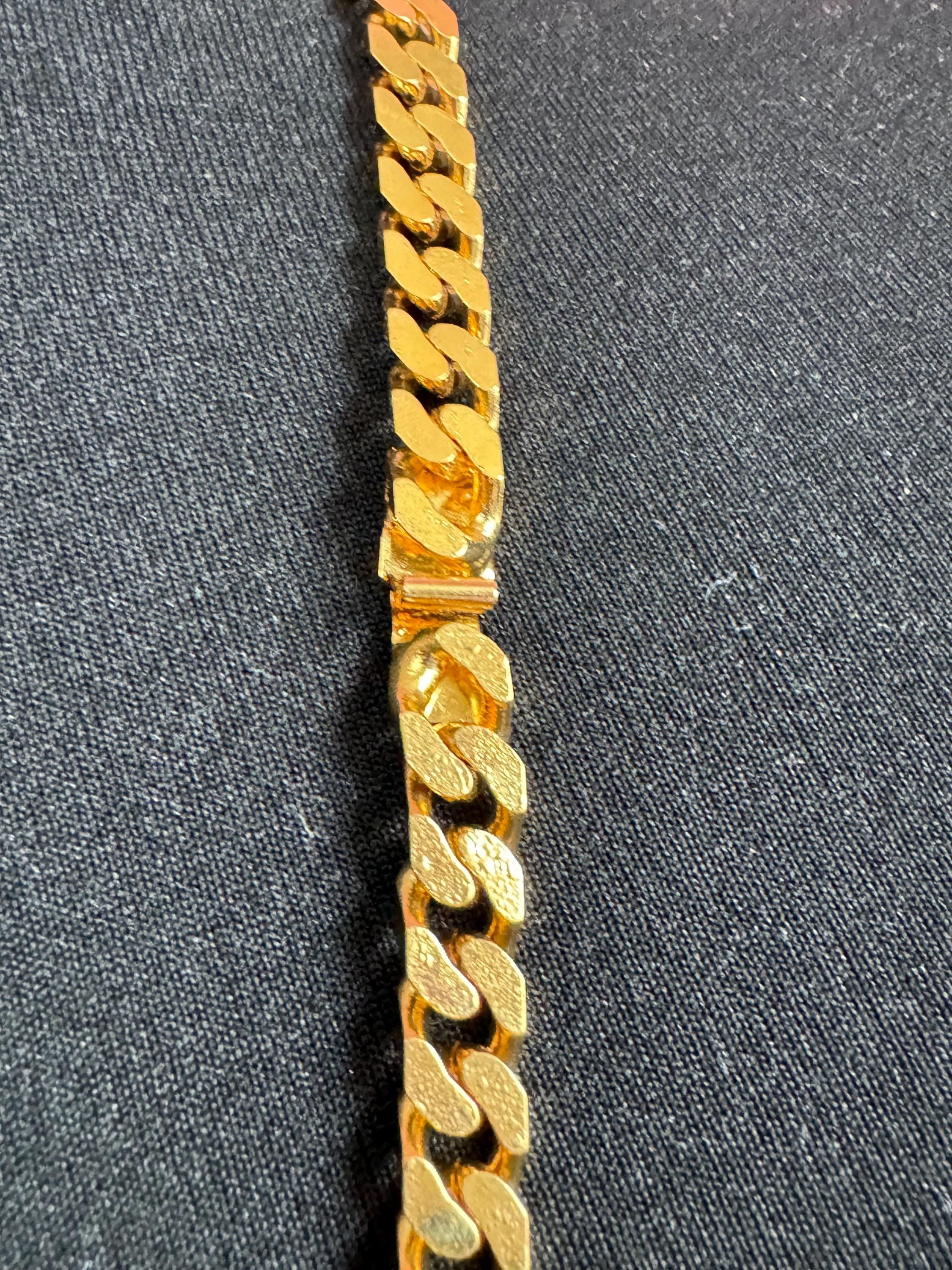 Vintage emerald green , ruby red and sapphire blue genuine Swarovski crystal long gold tone chain station necklace 80cm