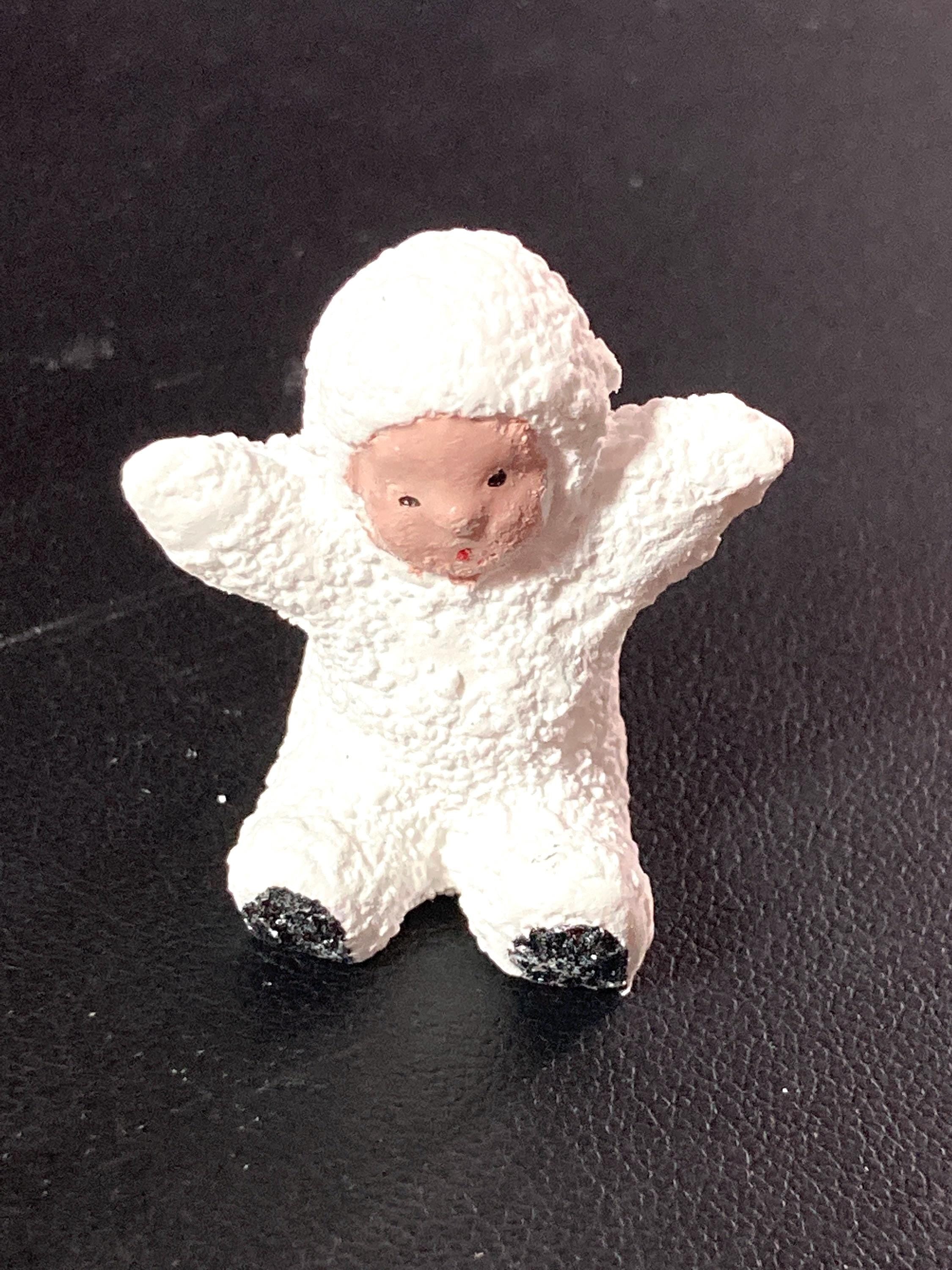 Vintage miniature plaster bisque snow baby snow boy cake topper Christmas cake decoration