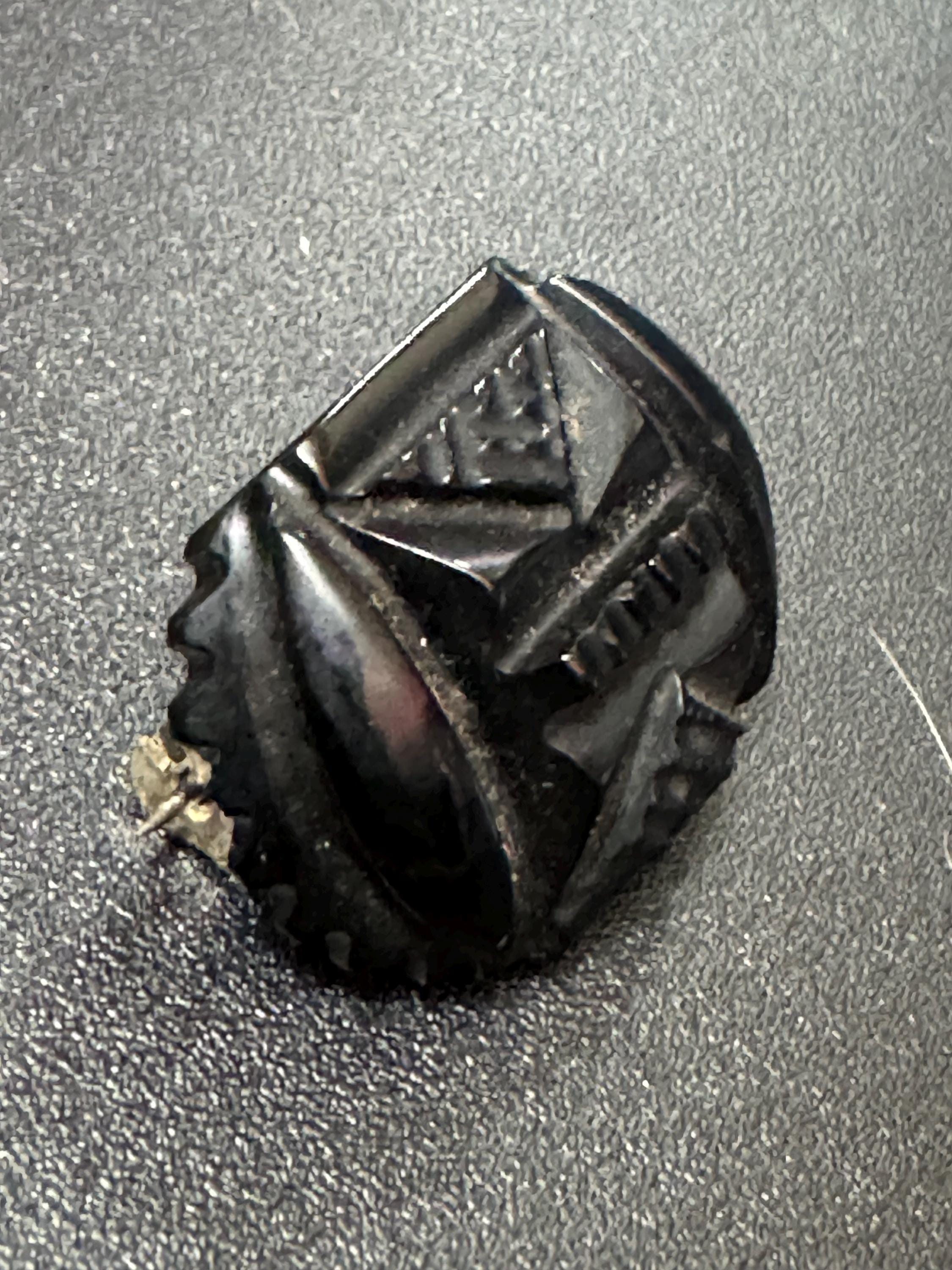 vintage retro small Victorian revival mourning brooch Faux Jet Bog oak