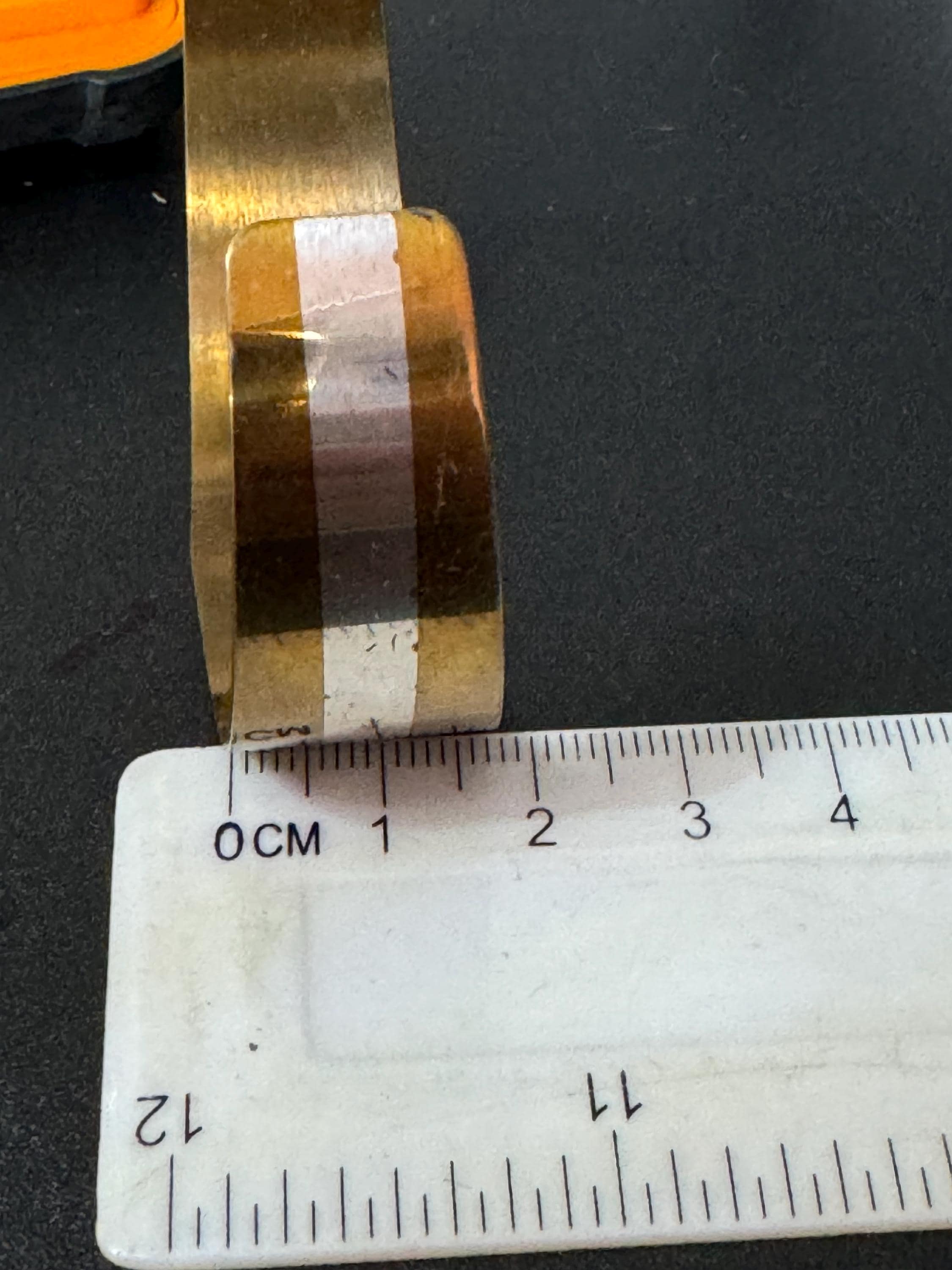 Vintage 1979s LILLIAN VERNON 925 Sterling Silver Inlay Vintage 2 Tone Cuff  bangle Bracelet 15.7 grams modernist abstract design 1976 brass