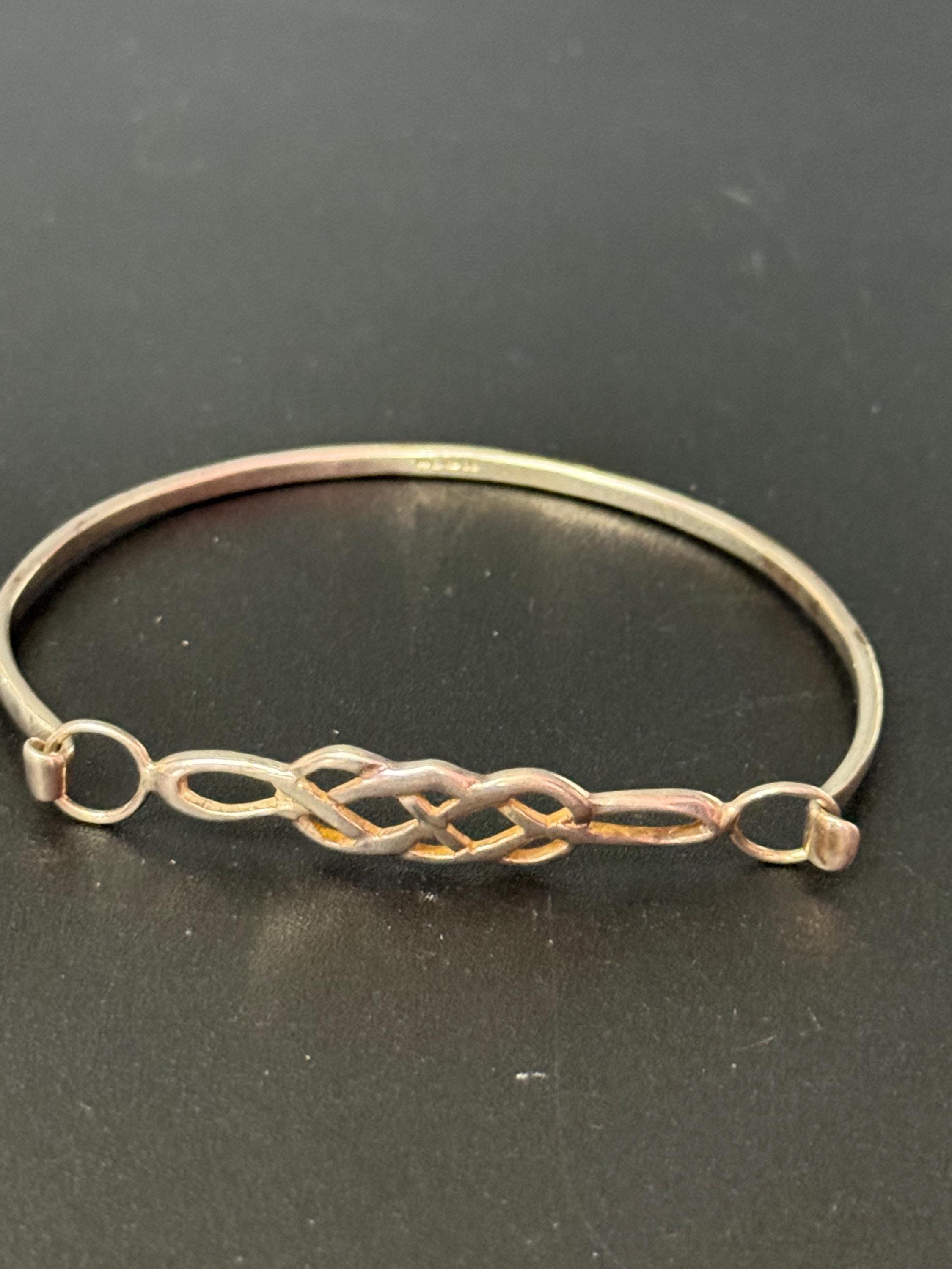 Vintage 925 sterling Silver bangle bracelet Mackintosh style 9.4 grams