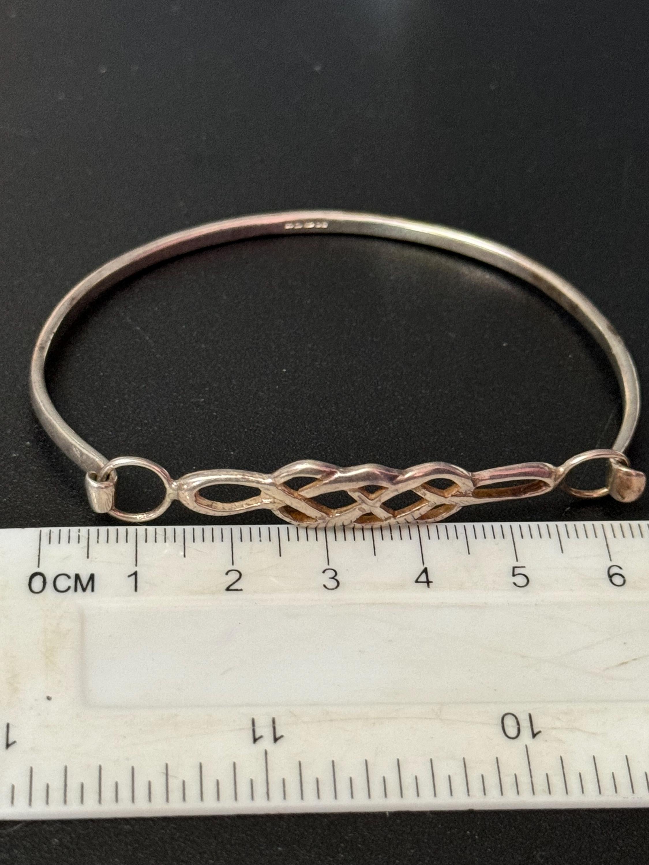 Vintage 925 sterling Silver bangle bracelet Mackintosh style 9.4 grams