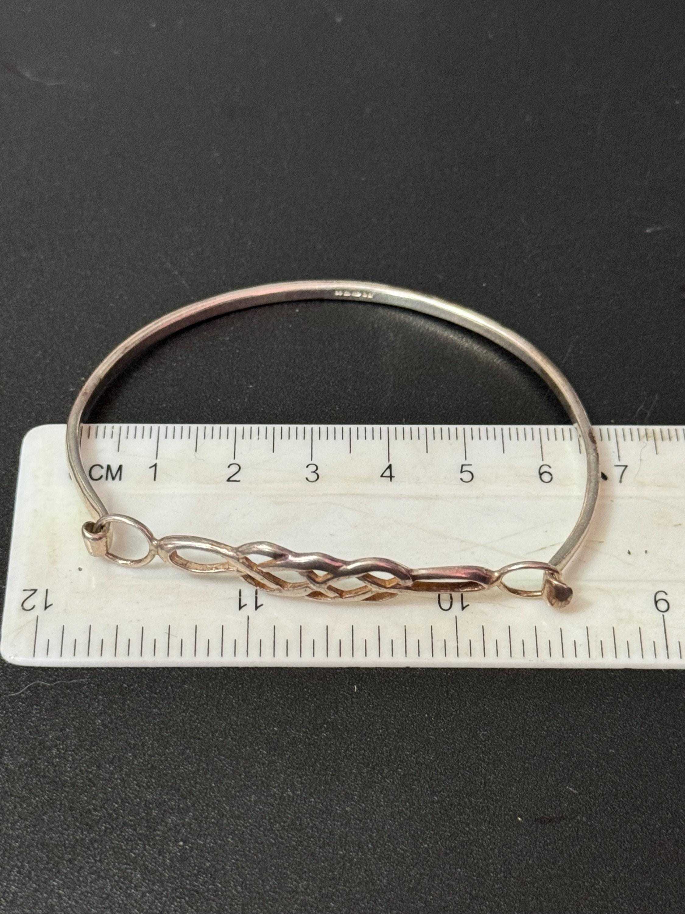Vintage 925 sterling Silver bangle bracelet Mackintosh style 9.4 grams