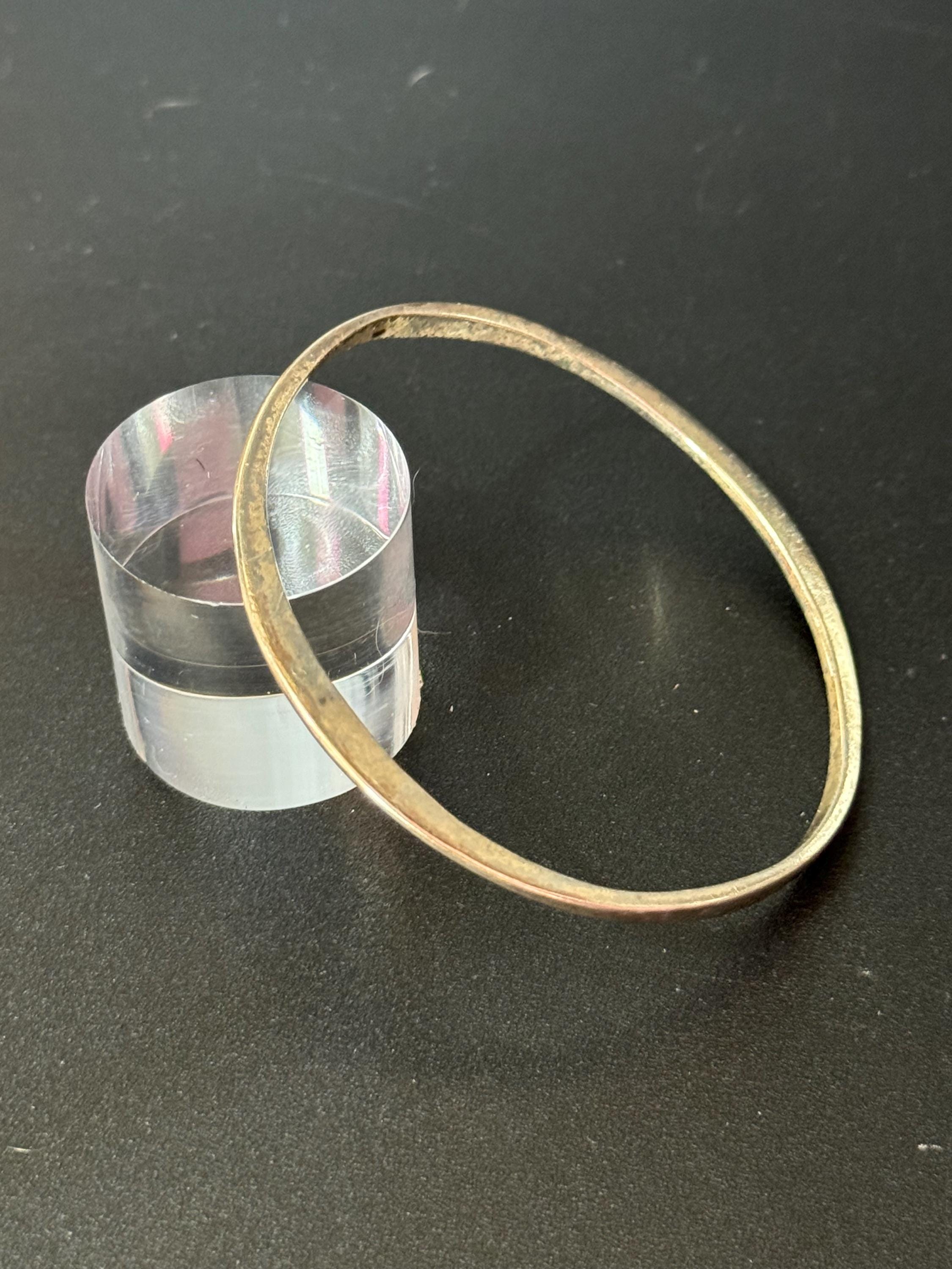 Vintage stamped 925 sterling silver Solid slim triangular abstract Cuff Bangle Bracelet Chunky 14 grams