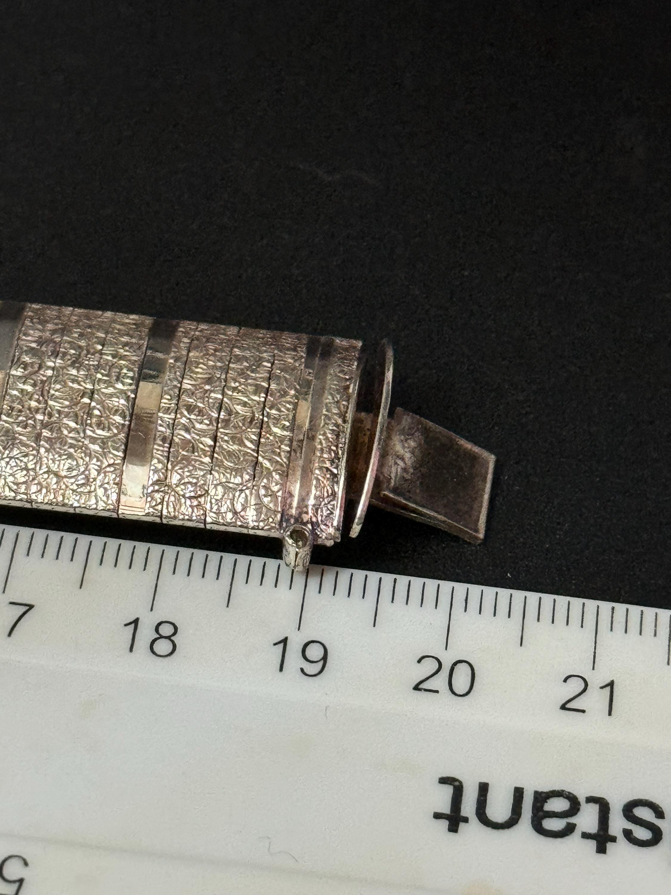 1970s Italian 925 sterling silver textured modernist cuff bracelet