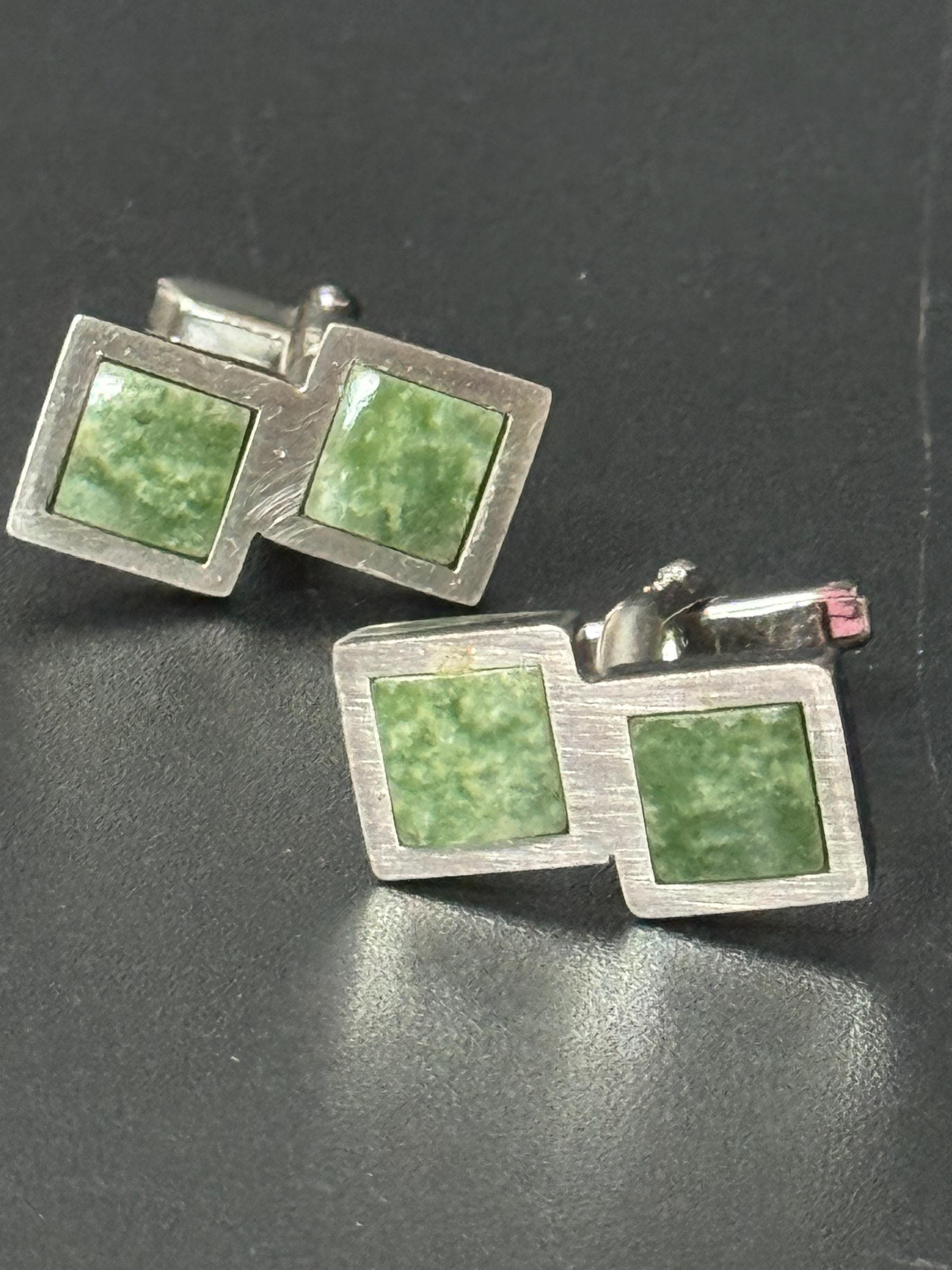 Christian Dior Green and silver cufflinks