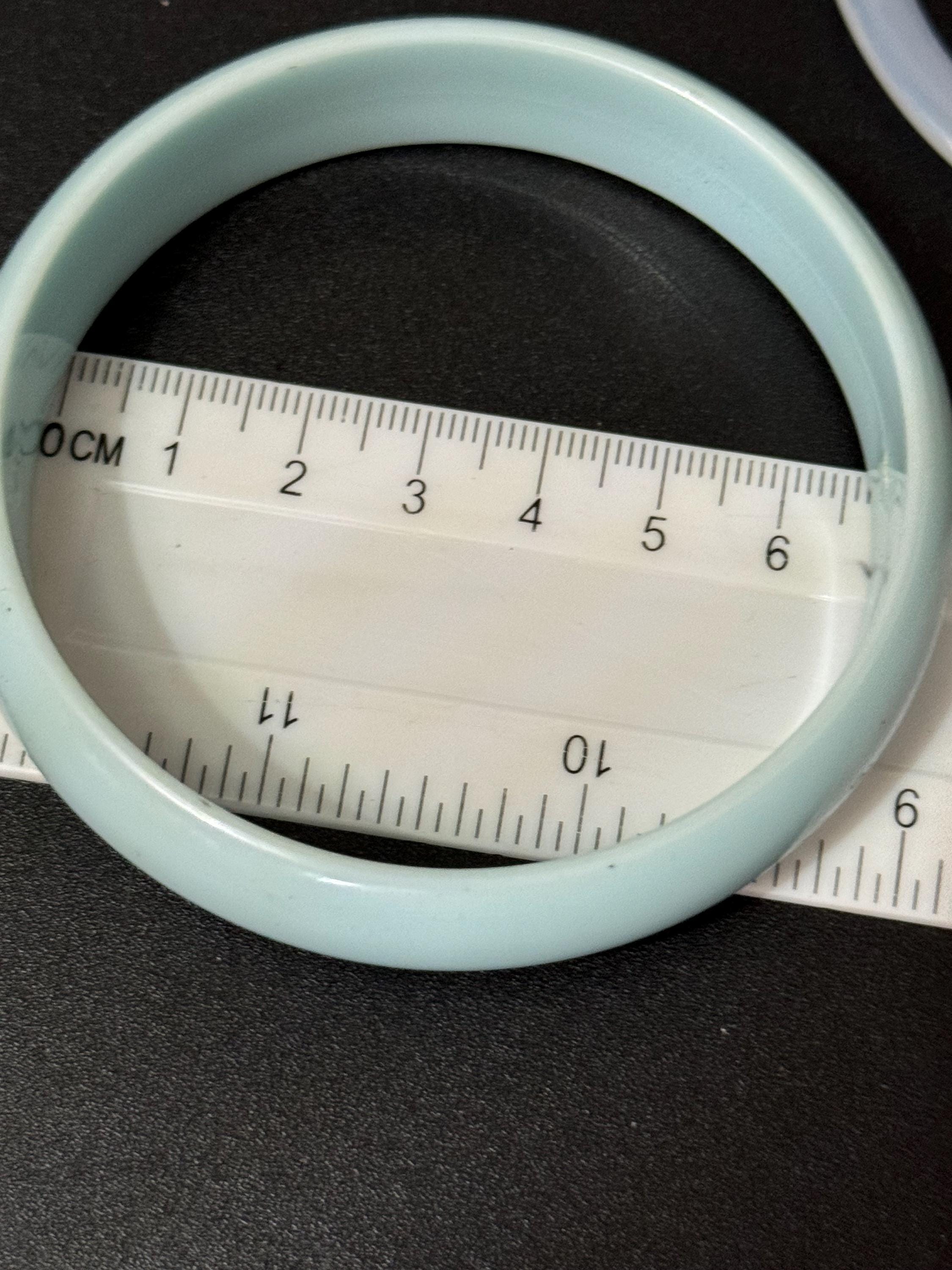 Light BLUE turquoise stack of vintage retro plastic bangles