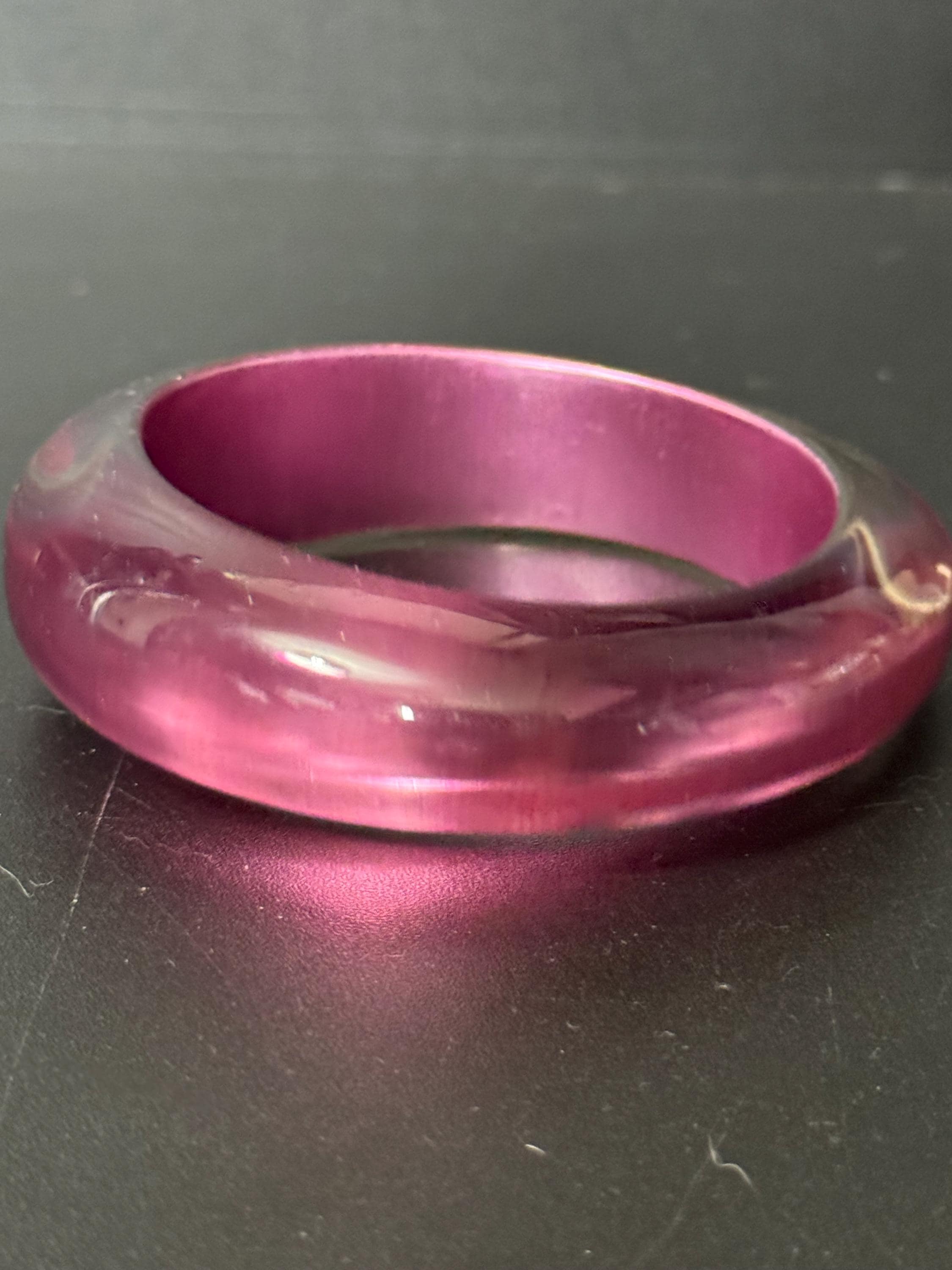 Retro Pink 2.5cm wide plastic bangle stacking layering metallic glowing