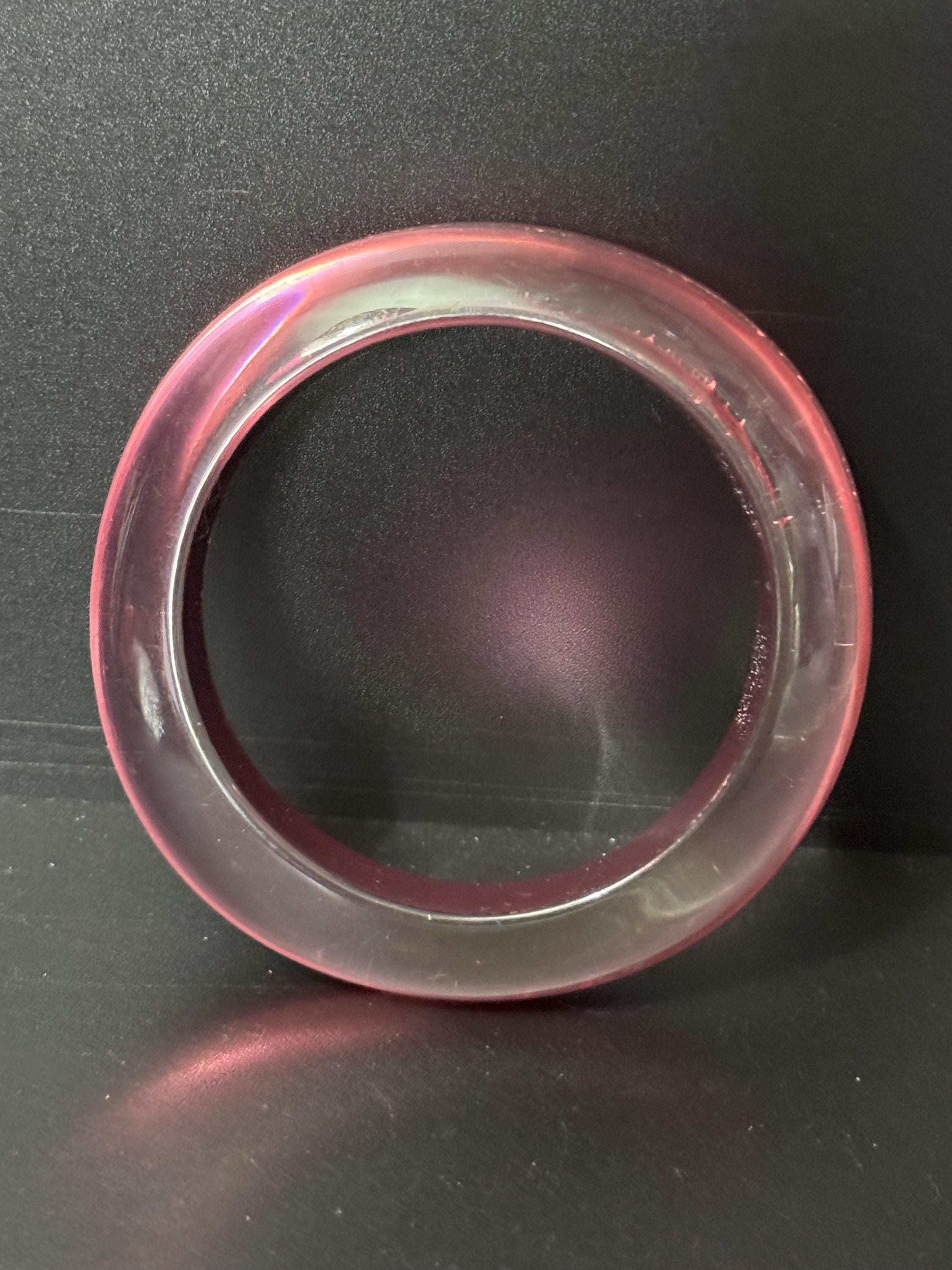 Retro Pink 2.5cm wide plastic bangle stacking layering metallic glowing