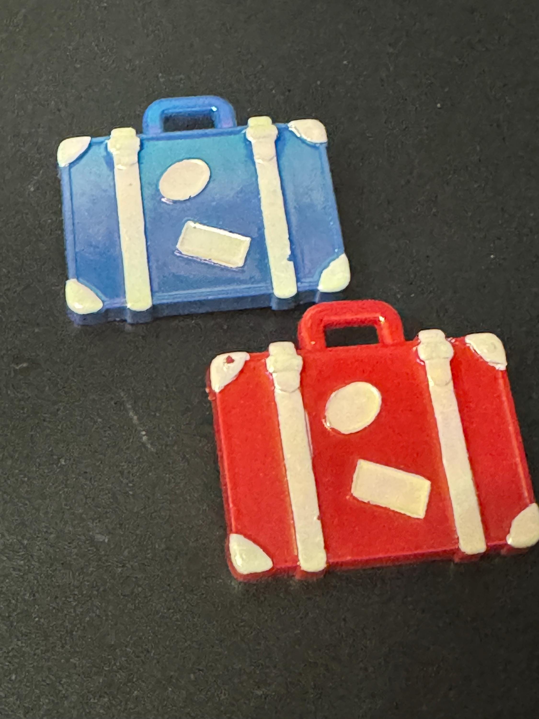 Novelty red travel suitcase brooch  vintage French 1960s