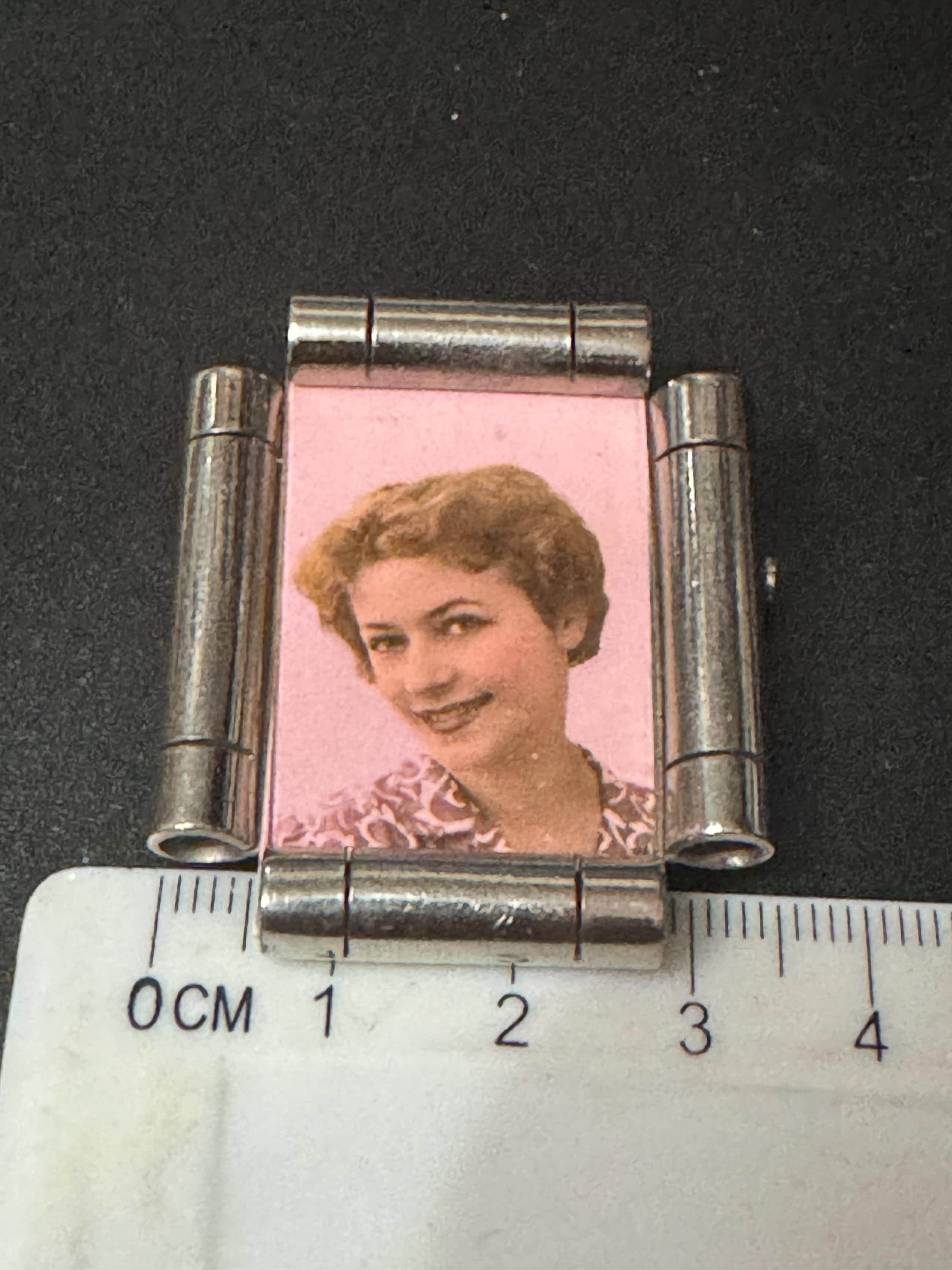 vintage French art deco chrome framed ladies portrait brooches  French