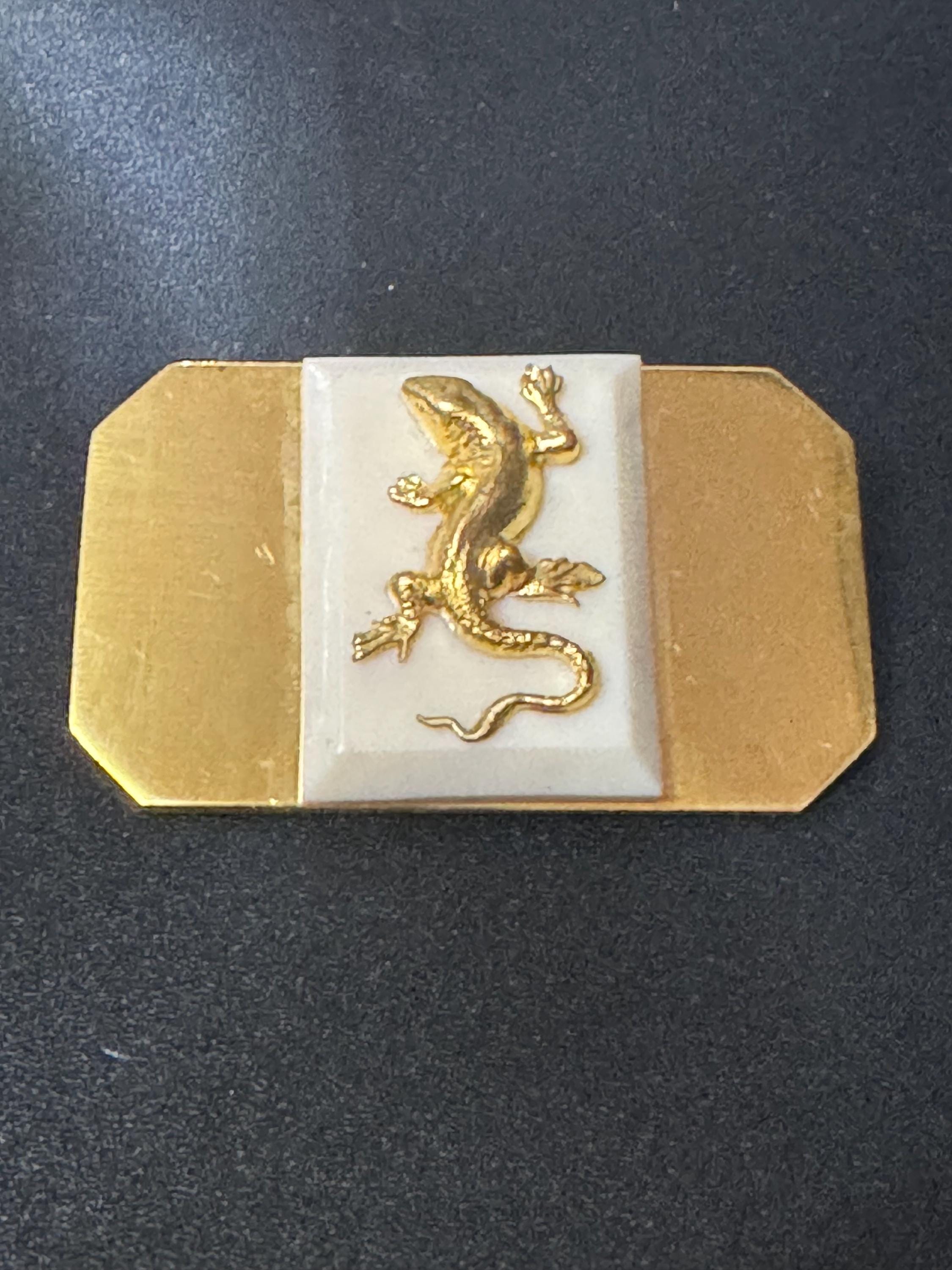 vintage Jean Painlevé style French brass lizard salamander brooch