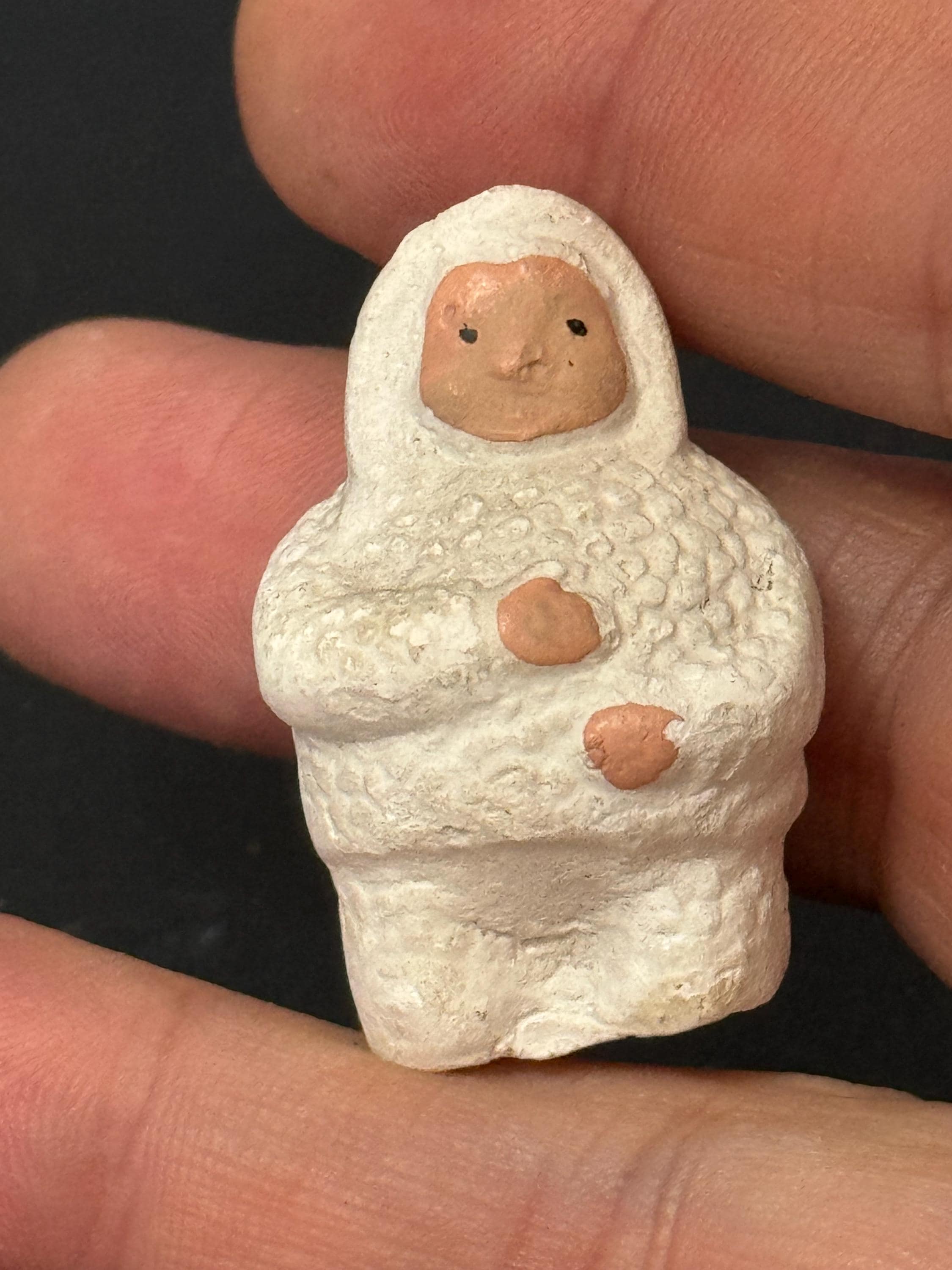 Antique PLASTER bisque Snow Baby  Christmas Xmas Cake topper decoration