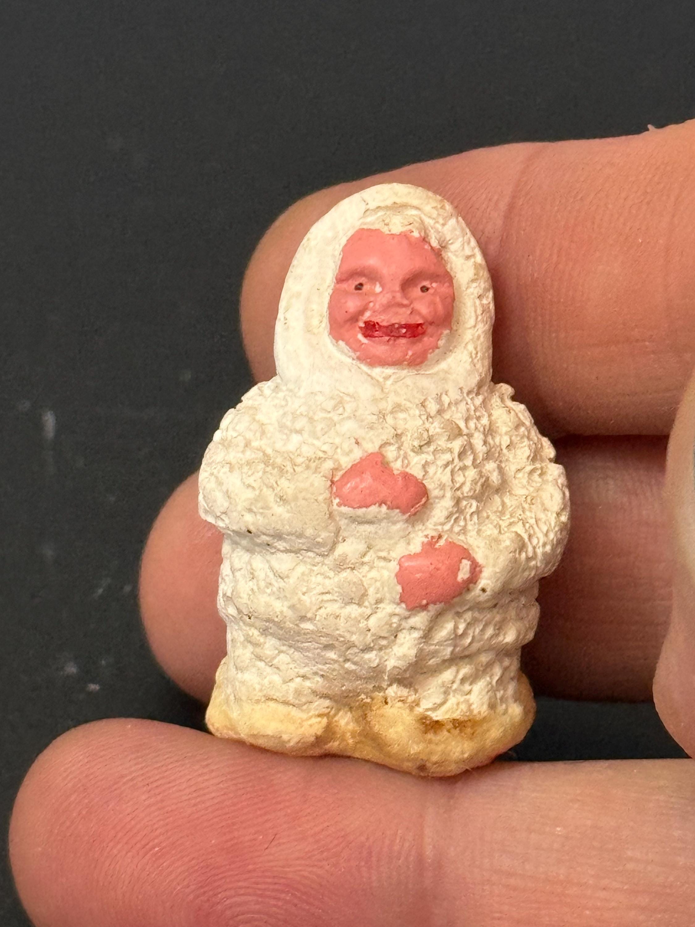 Antique PLASTER bisque Snow Baby  Christmas Xmas Cake topper decoration
