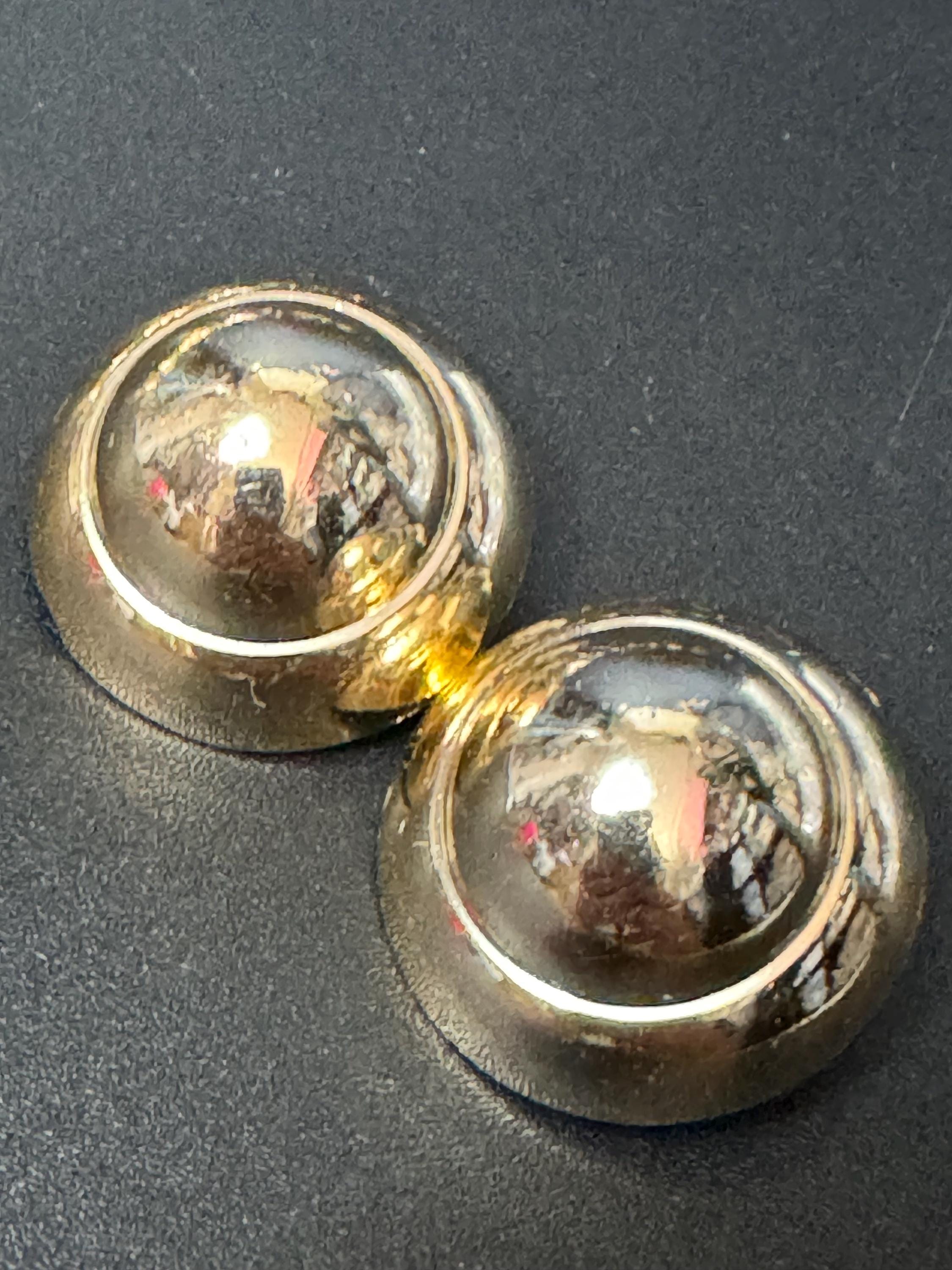 French champagne gold domed plastic clip on earrings 1950s 1960s old shop stock
