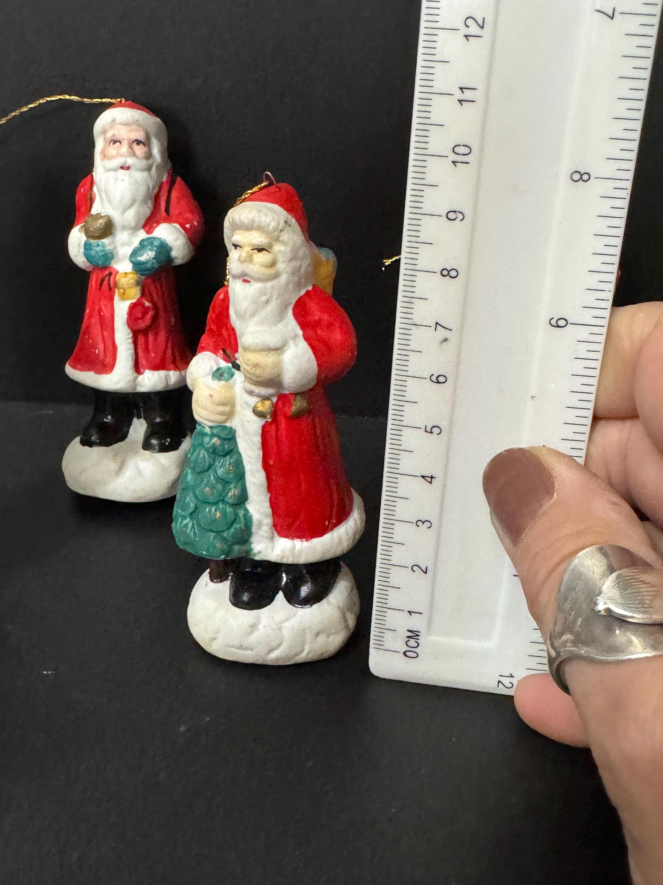 set of 5 ceramic Santa Claus tree ornaments l 11cm tall Father Christmas baubles