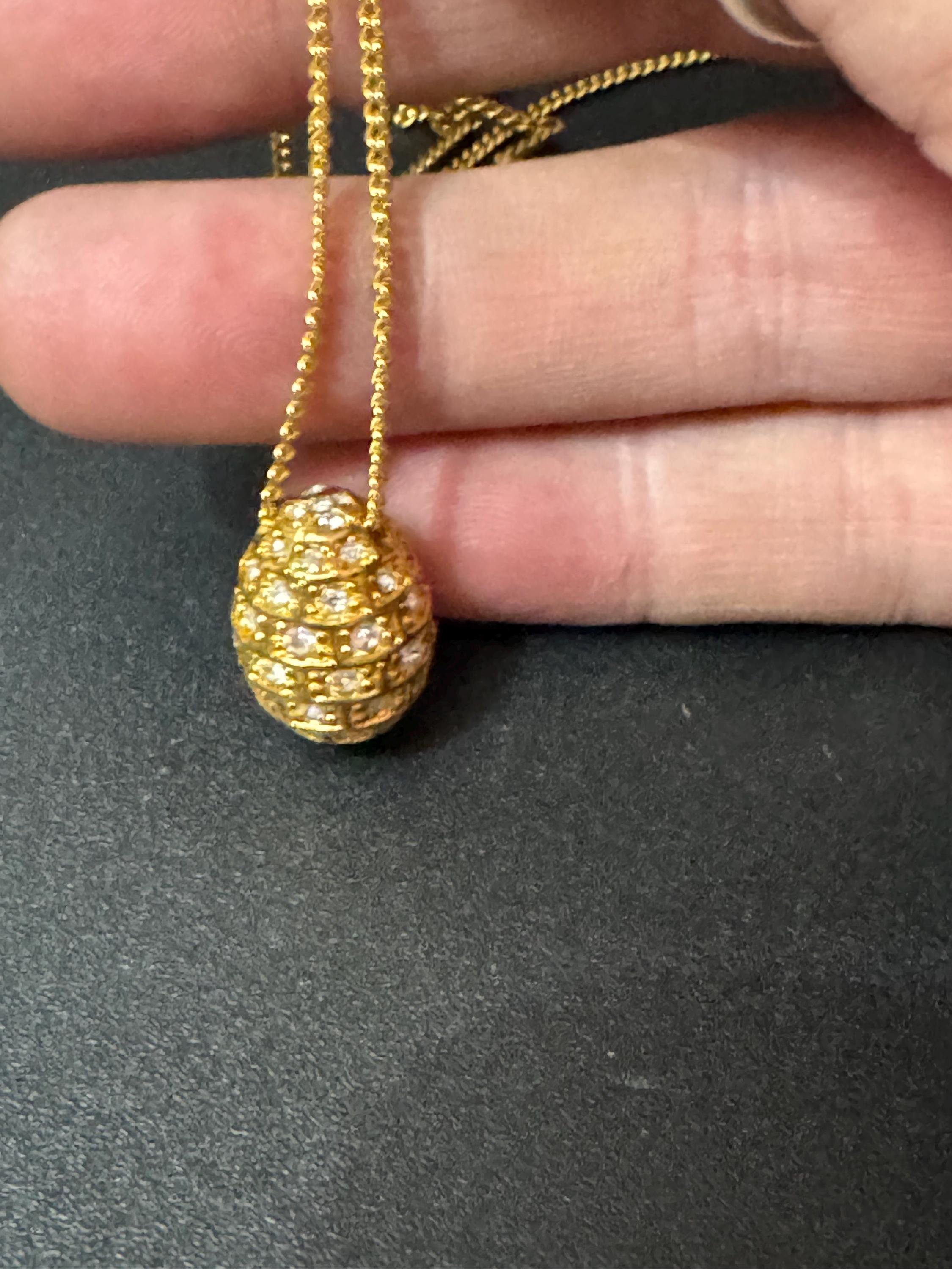 Joan Rivers Gold Faberge inspired 18mm Crystal rhinestone egg pendant necklace on 56cm fine chain