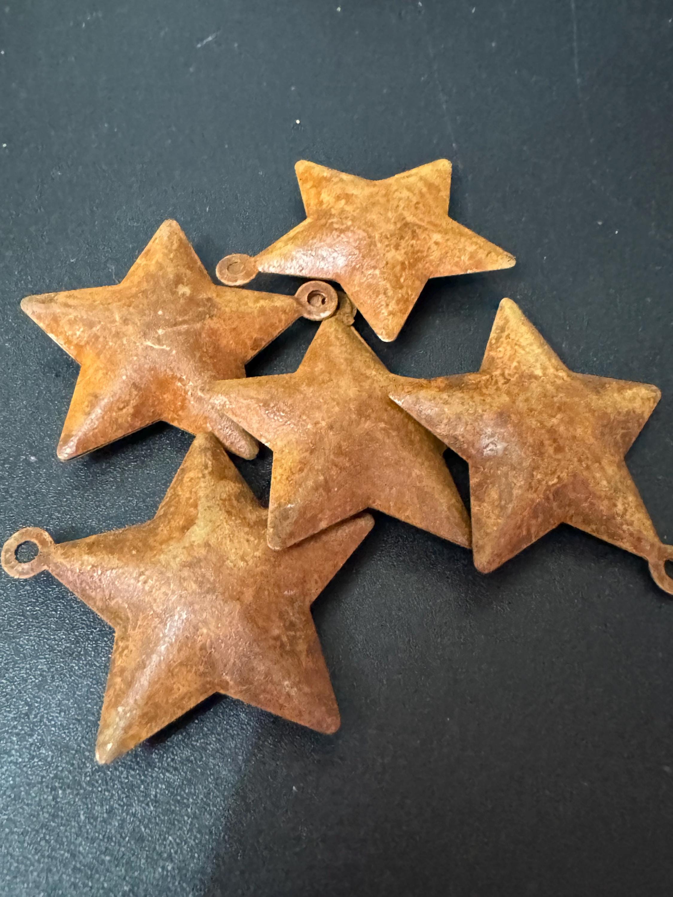 5 x Rusty puffy metal star rusted bells craft jingle bells for Christmas and rustic craft