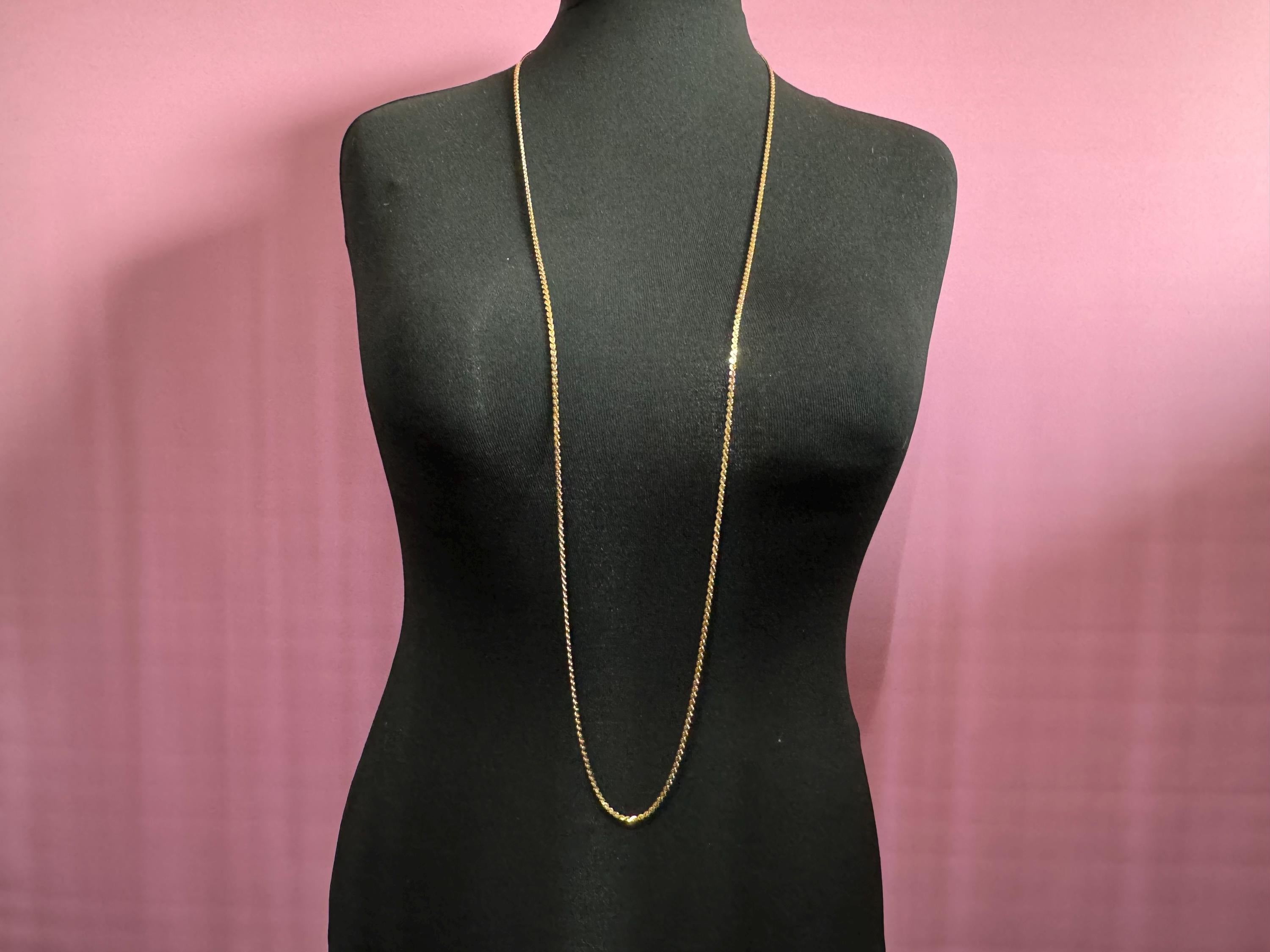 vintage fine 3mm gold plated long 35 inch 118cm serpentine chain plain layering necklace old shop stock